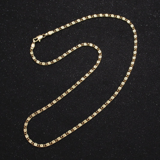 Dainty 24k Gold Filled Chain Necklace, Fine Scroll Gold Chain Simple Gold Necklace Thin Plain Women's Necklace 18" 19.75" Women Chain WA1513