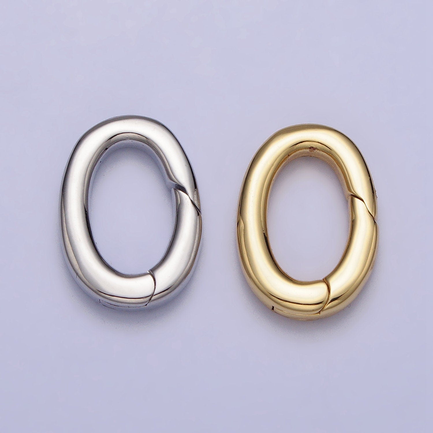 Tiny Gold Spring Gate Ring, Push Gate ring Mini Oval Ring Charm Holder Gold Clasp for Jewelry Clasp Bracelet Necklace Component Z-135