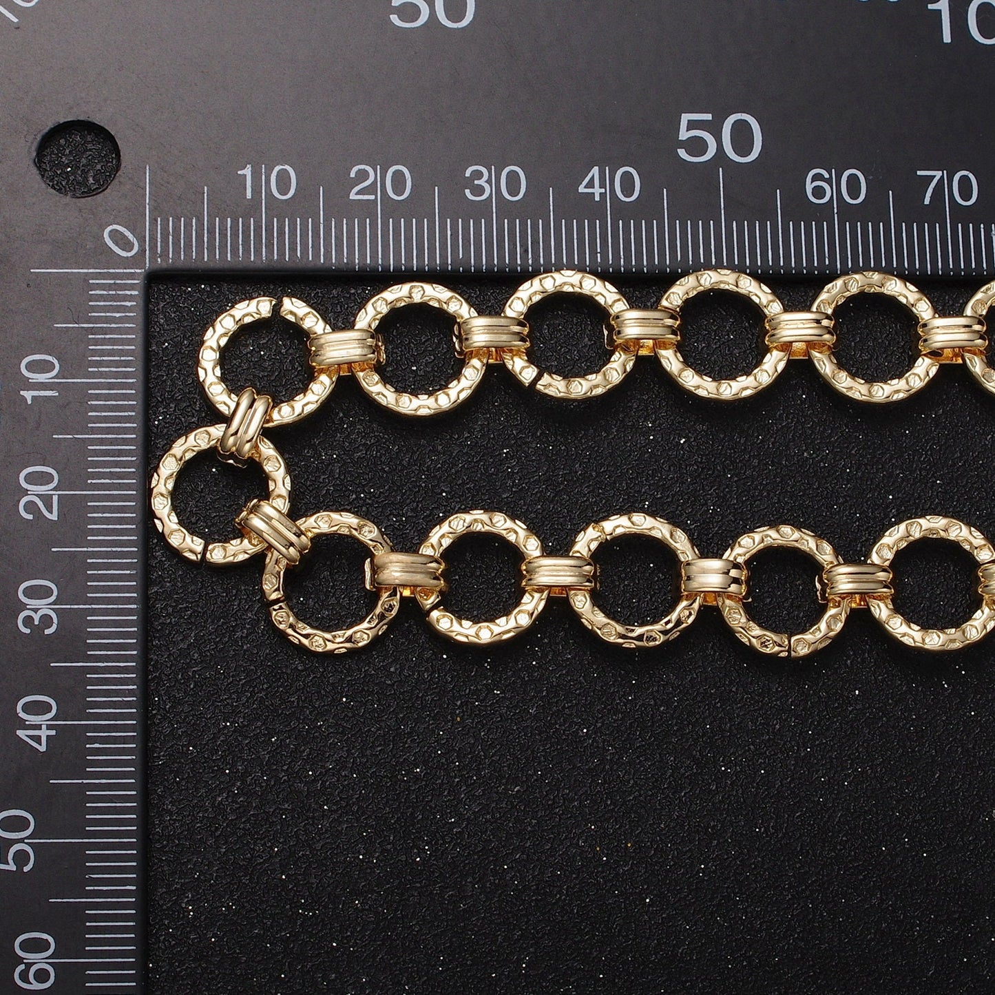 16K Gold Filled 12mm Round Rolo Hammered Unfinished Jewelry Making Chain Link By Yard In Gold & Silver | Roll-1173 Roll-1174