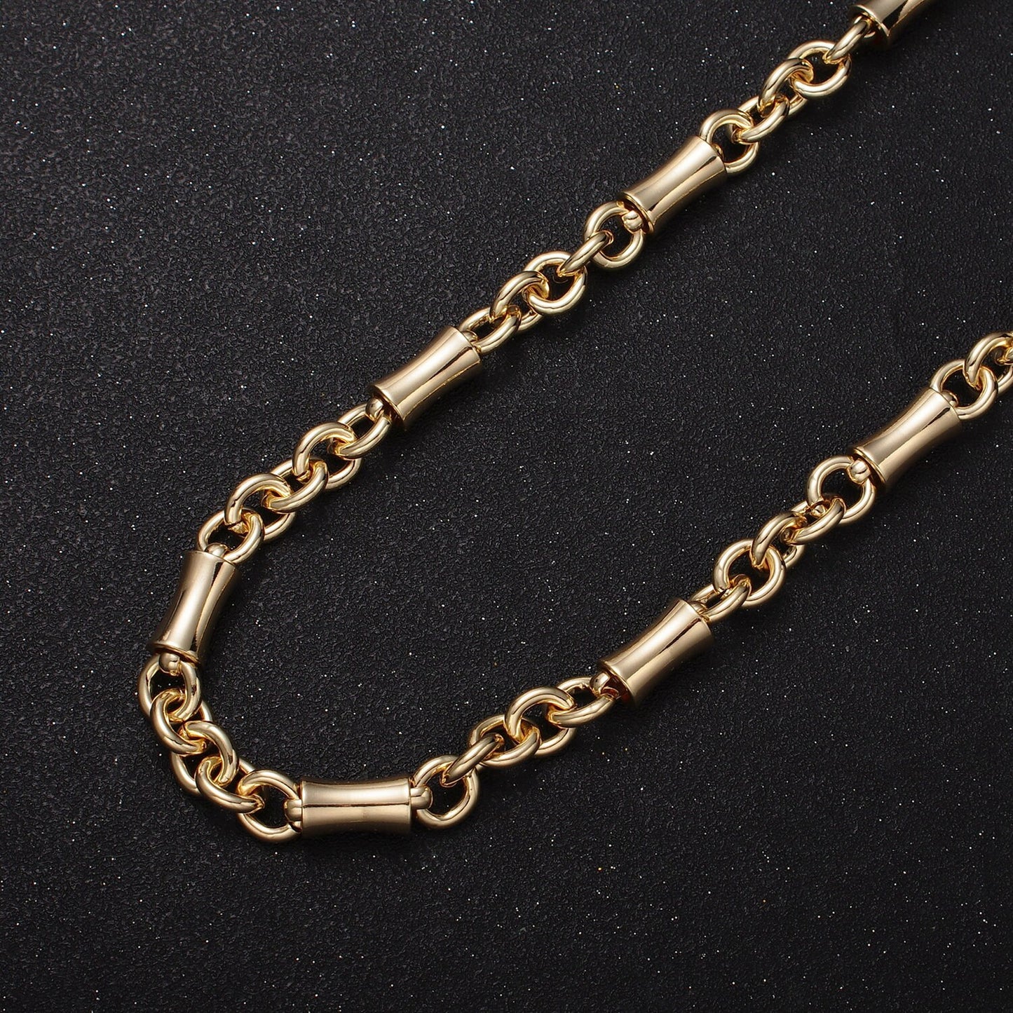 16K Gold Filled Edged Tube Multiple Round Rolo Link Unfinished Jewelry Making Chain in Gold & Silver by Yard | Roll-1171 Roll-1172