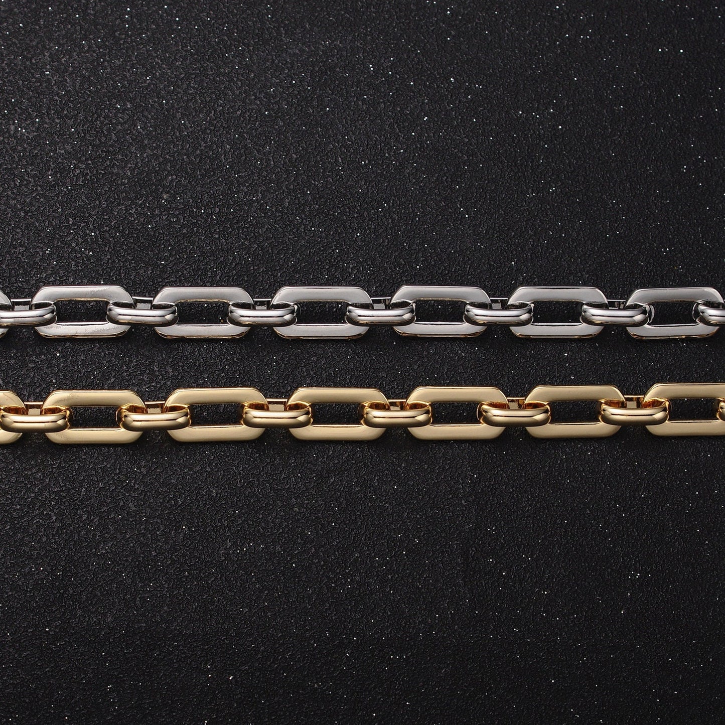 16K Gold Filled Boxy Cable Paper Clip Unfinished 7.2mm Statement Yard Jewelry Making Chain in Gold & Silver | Roll-1153 Roll-1154