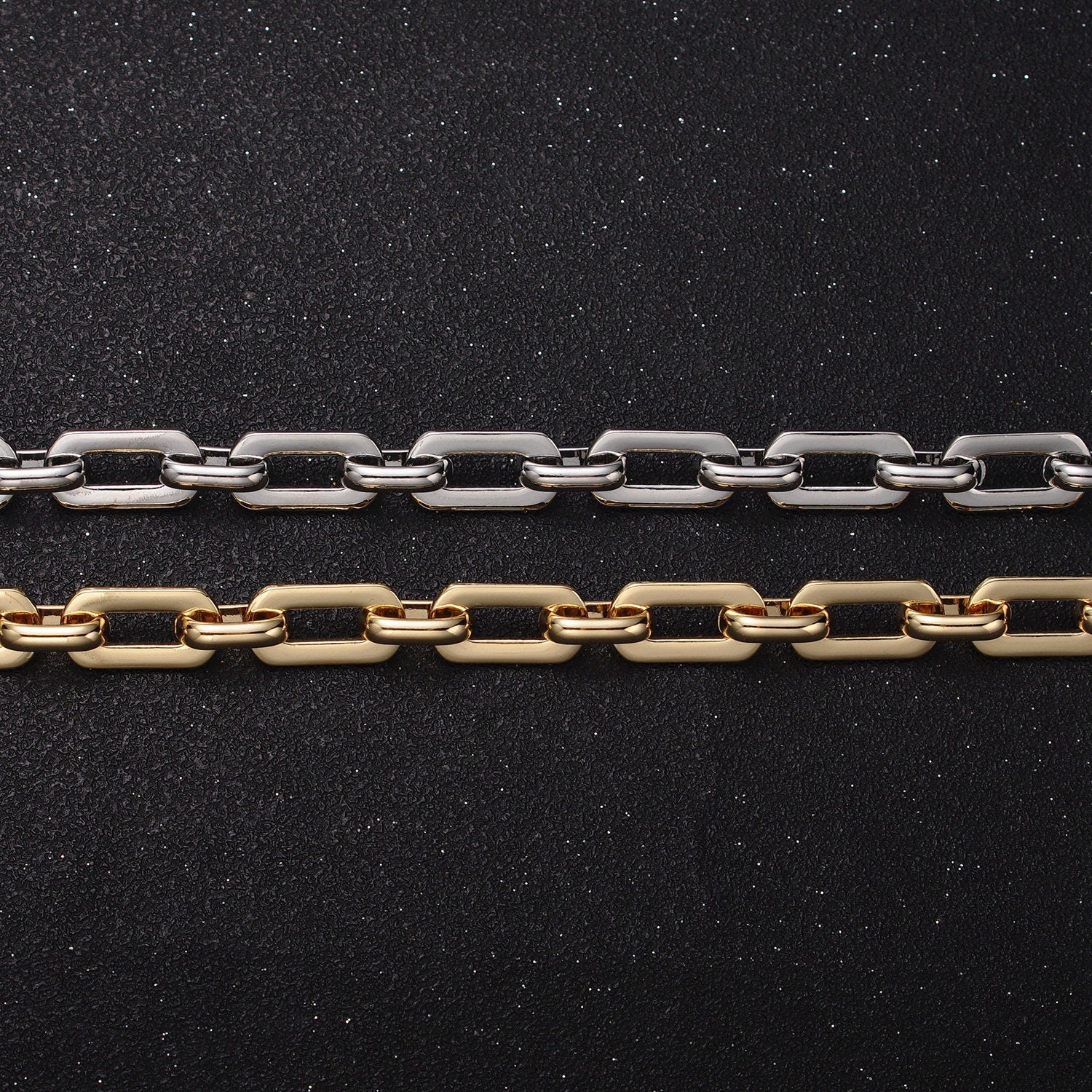 16K Gold Filled Boxy Cable Paper Clip Unfinished 7.2mm Statement Yard Jewelry Making Chain in Gold & Silver | Roll-1153 Roll-1154