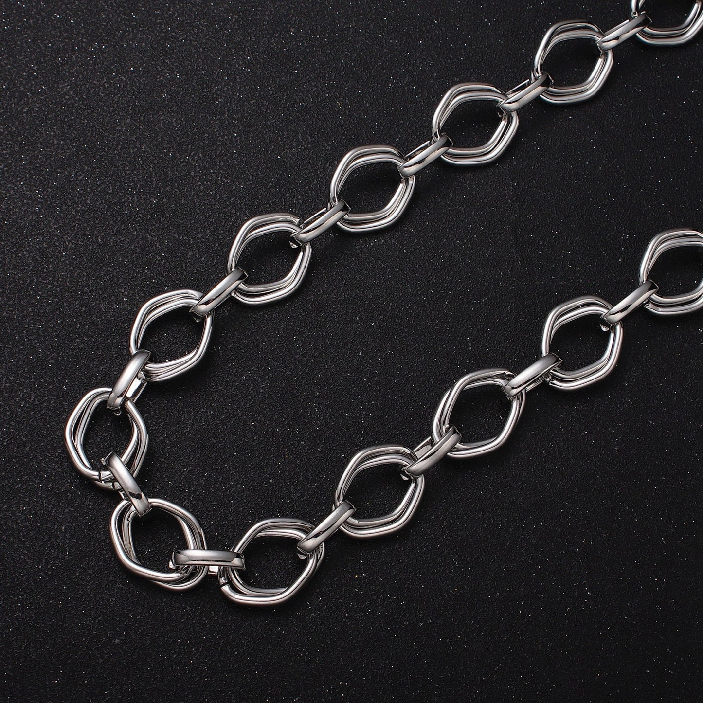16K Gold Filled Geometric Rhombus Hexagonal Double Multiple Link Unfinished Yard Statement Chain in Gold & Silver | Roll-1151 Roll-1152