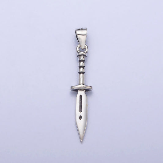 Dainty s925 Sterling Silver Sword Necklace Charm- Silver Dagger Charm necklace bracelet earring Supply for Women Men pendant Necklace SL-391