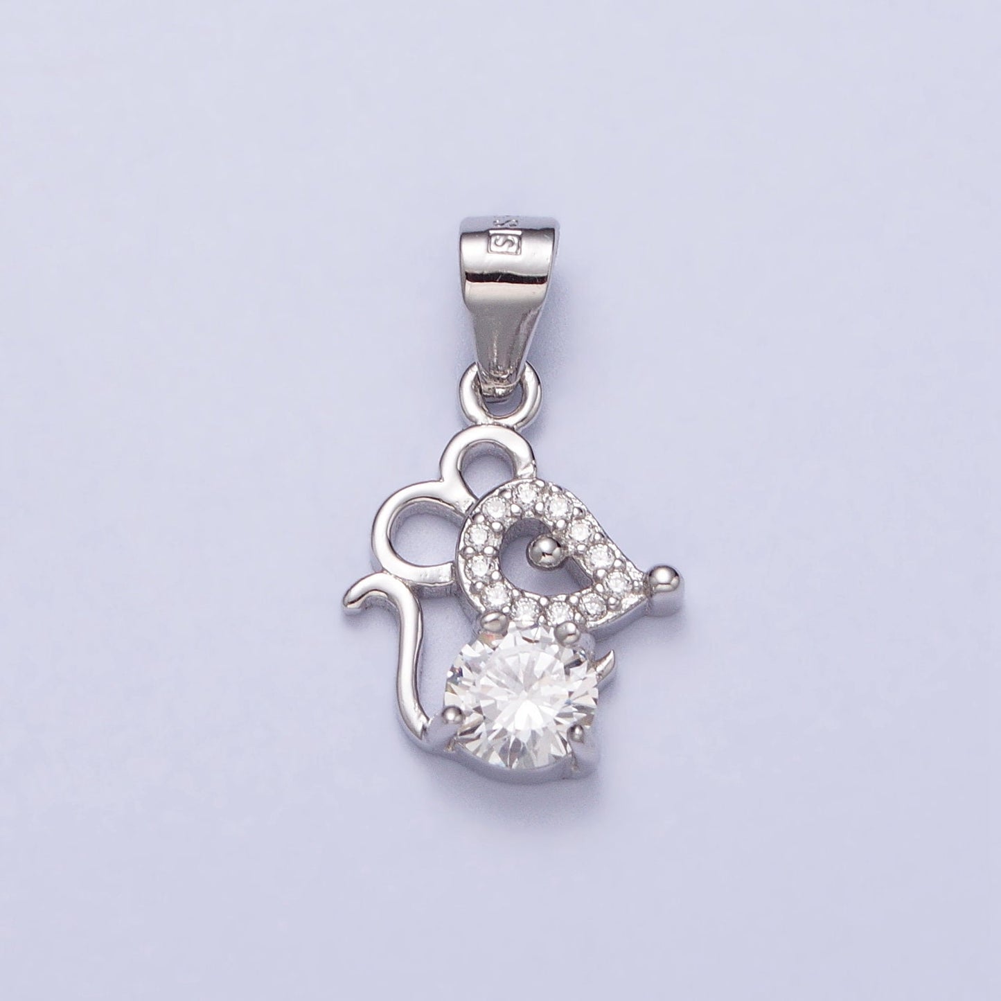 S925 Sterling Silver Mouse Charm, Animals Jewelry, Mouse Charm, Mouse Necklace Bracelet Earring Charm Cubic Mouse Pendant SL-392