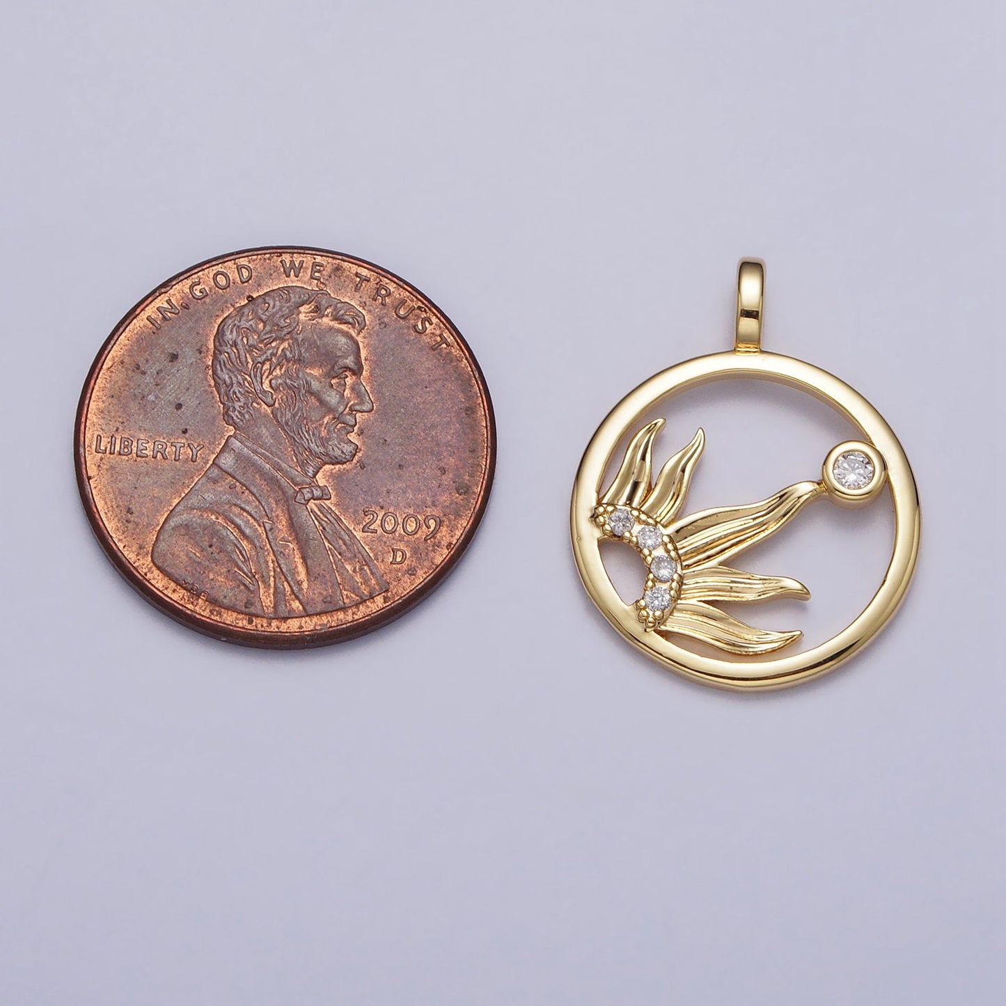 Dainty Sunshine Charm 16K Gold Filled Sun rays pendant, Silver Sun Charm Celestial Jewelry for Bracelet Necklace Component AC117