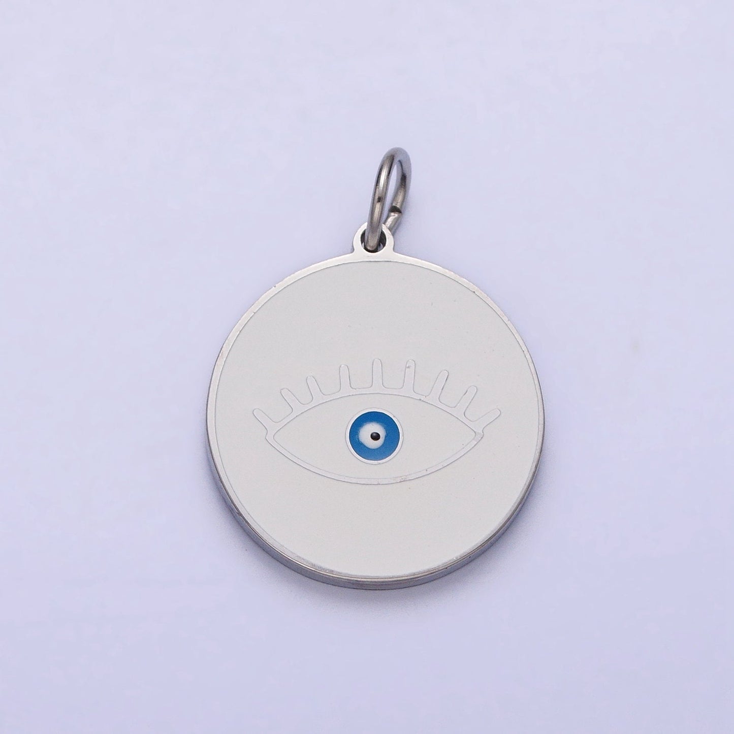 Gold Coin Medallion Charm White Red Black Enamel Evil Eye Charms Stainless Steel Evil Eye Pendant P-1222