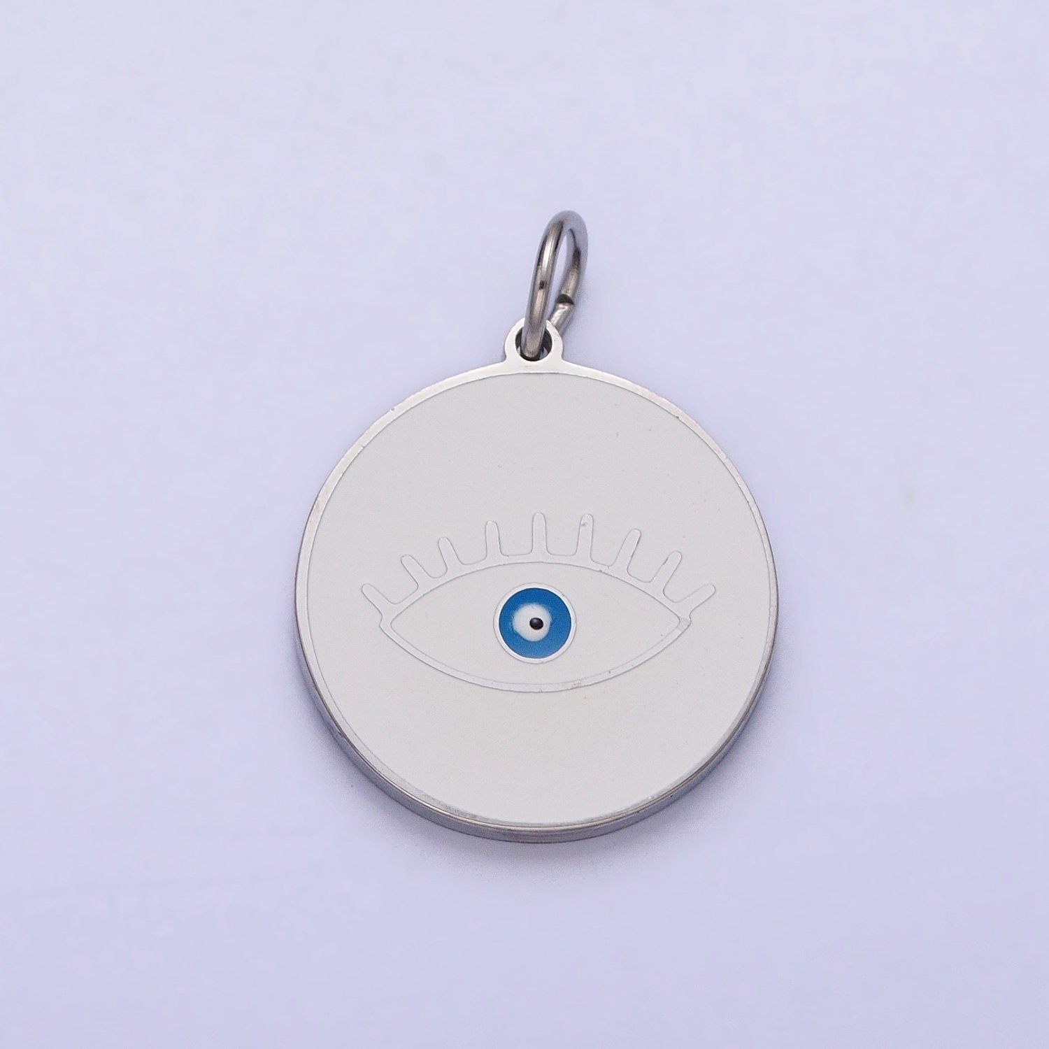 Gold Coin Medallion Charm White Red Black Enamel Evil Eye Charms Stainless Steel Evil Eye Pendant P-1222