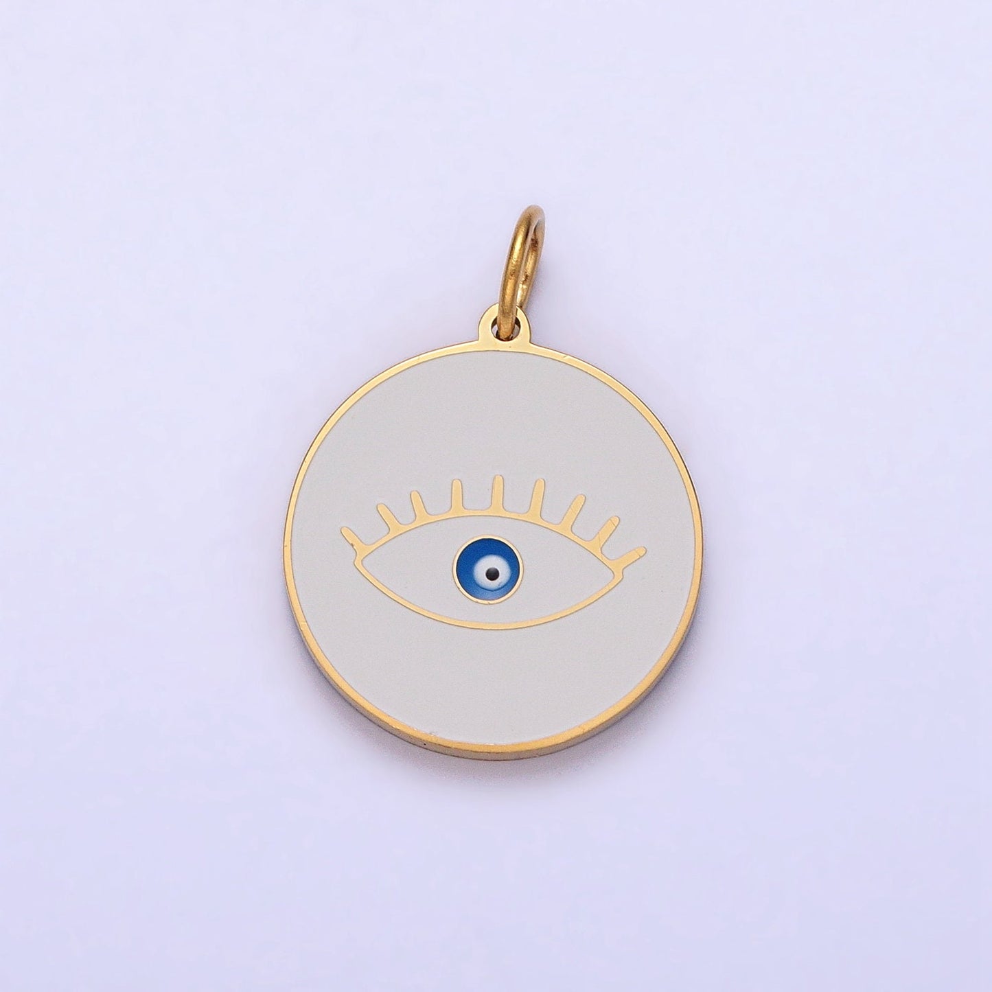 Gold Coin Medallion Charm White Red Black Enamel Evil Eye Charms Stainless Steel Evil Eye Pendant P-1222