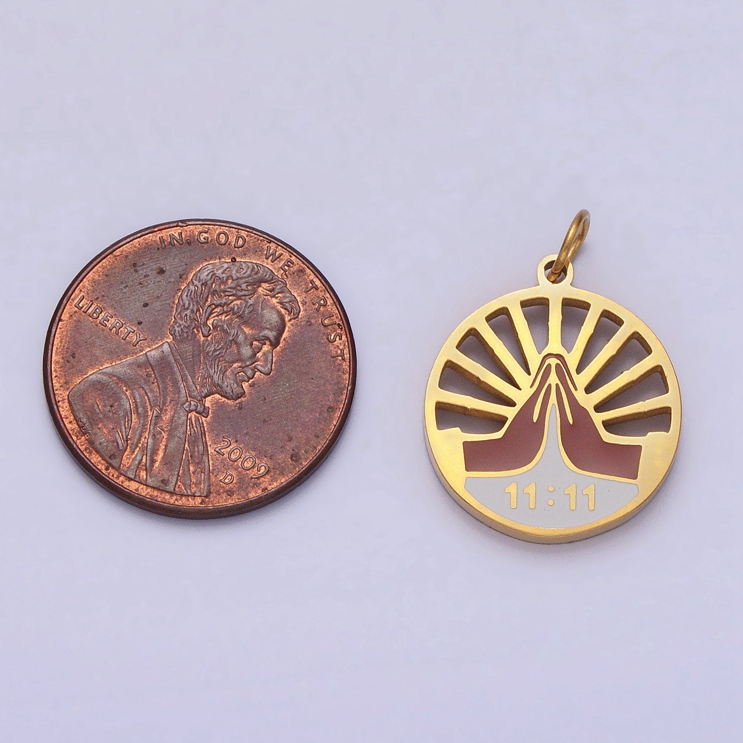 1111 Gold Angel Number Charm Wish Lucky Number for Necklace Bracelet Component Stainless Steel Jewelry Finding AB1102