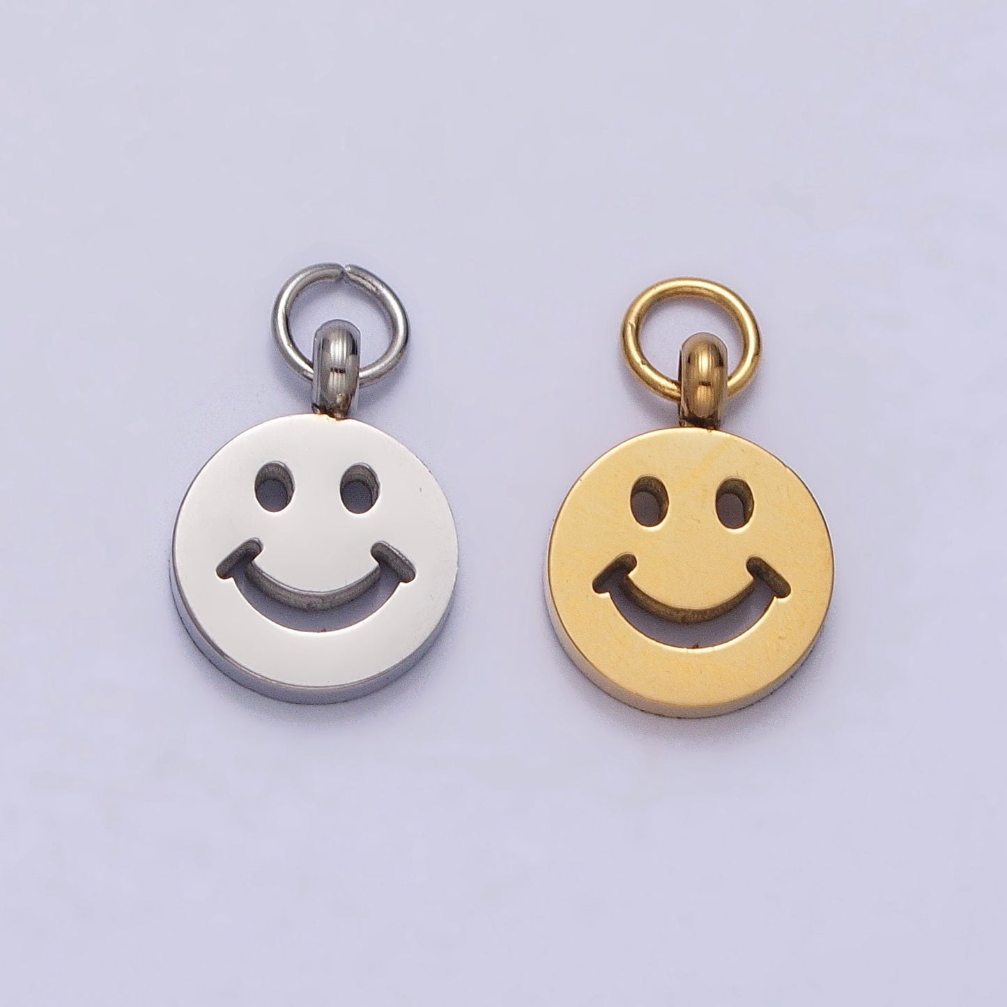 Gold Face Charm for Bracelet Earring Necklace Happy Face Emoji Pendant WATERPROOF Stainless Steel Findings For Jewelry Making P-882 P-883