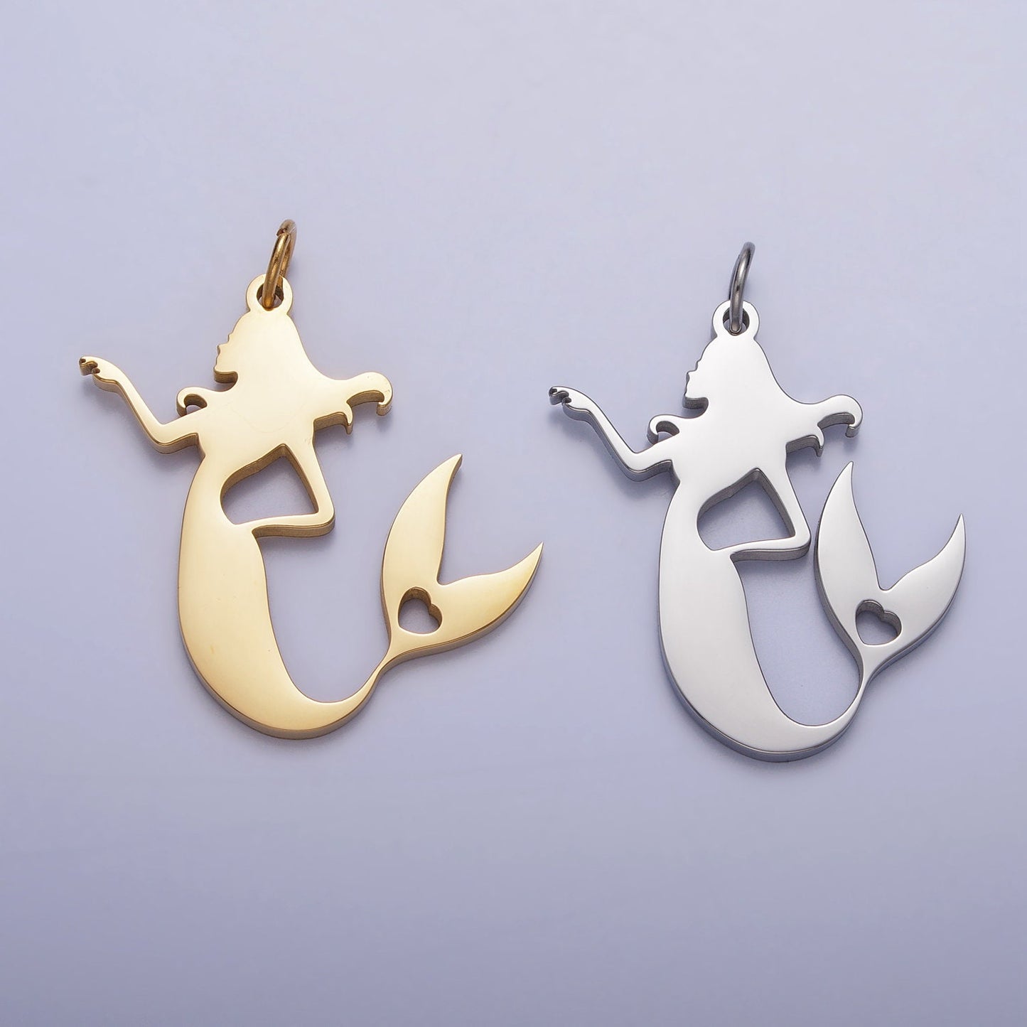 34x25.6mm Stainless Steel Mermaid Charms, Steel Dainty Mermaid Pendants Gold Under The Sea Jewelry Inspired Theme AB1126