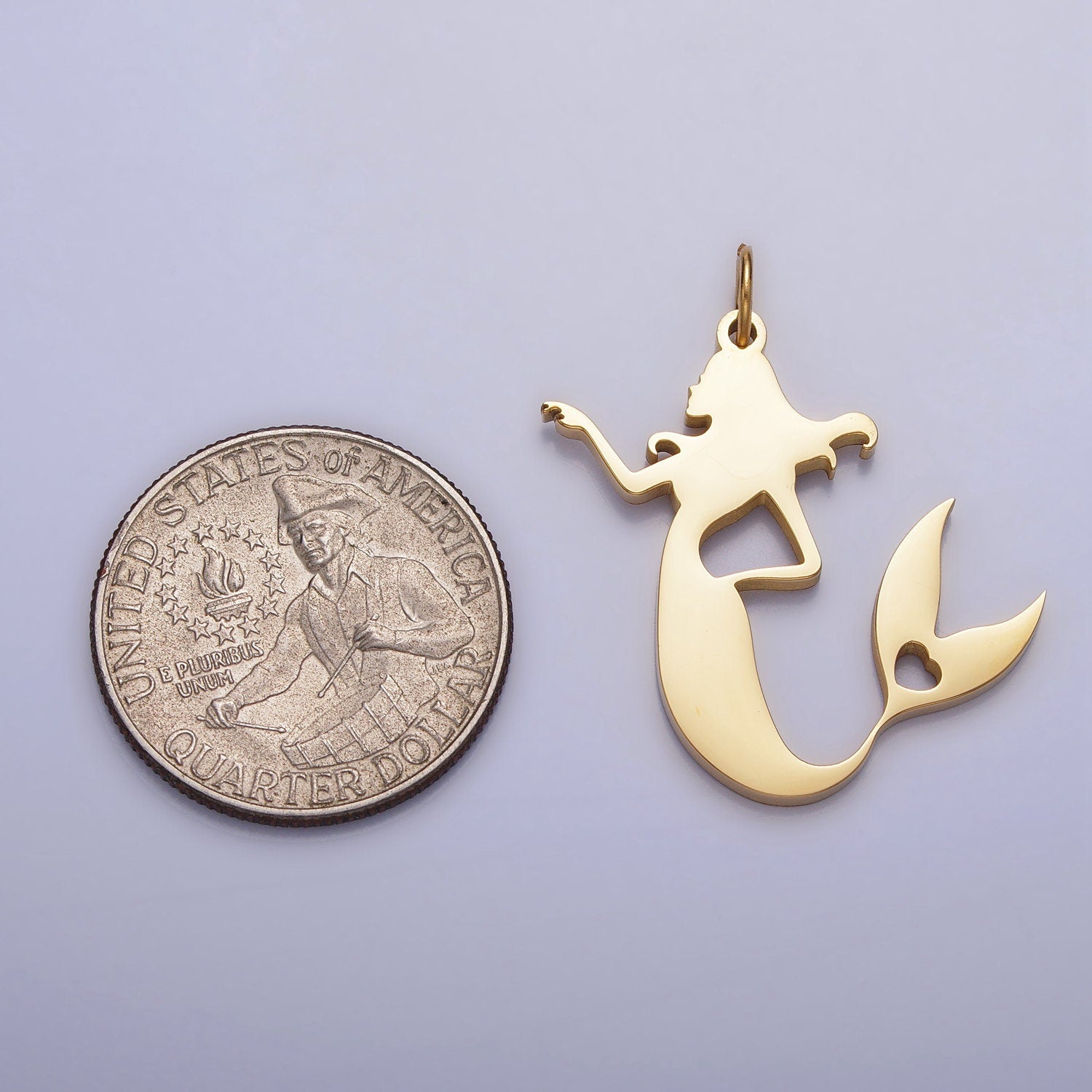 34x25.6mm Stainless Steel Mermaid Charms, Steel Dainty Mermaid Pendants Gold Under The Sea Jewelry Inspired Theme AB1126