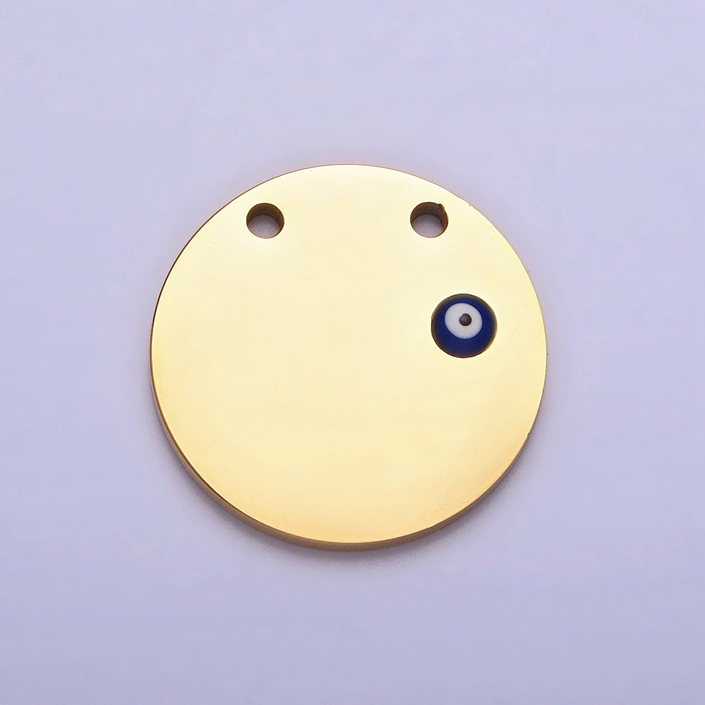 Stainless Steel Mini Evil Eye Round Disc Charm in Gold & Silver | P-885