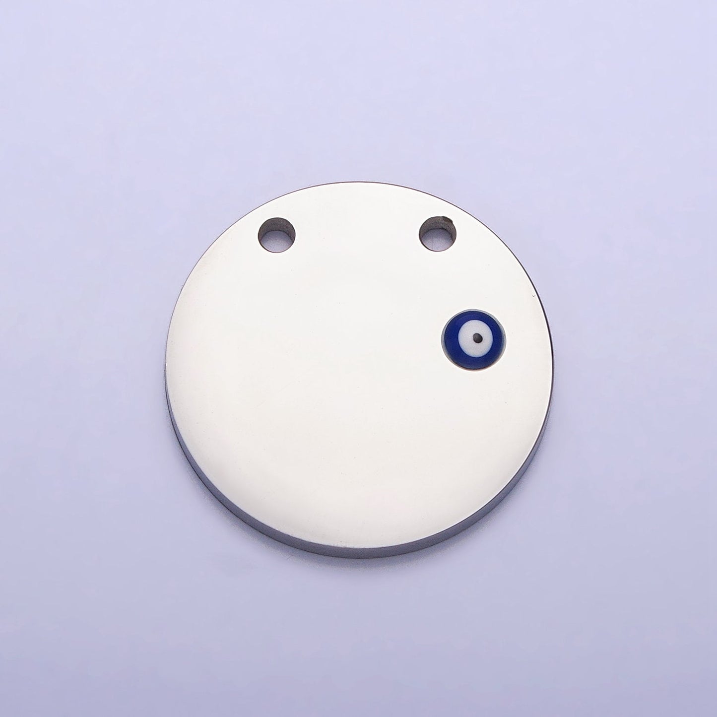 Stainless Steel Mini Evil Eye Round Disc Charm in Gold & Silver | P-885