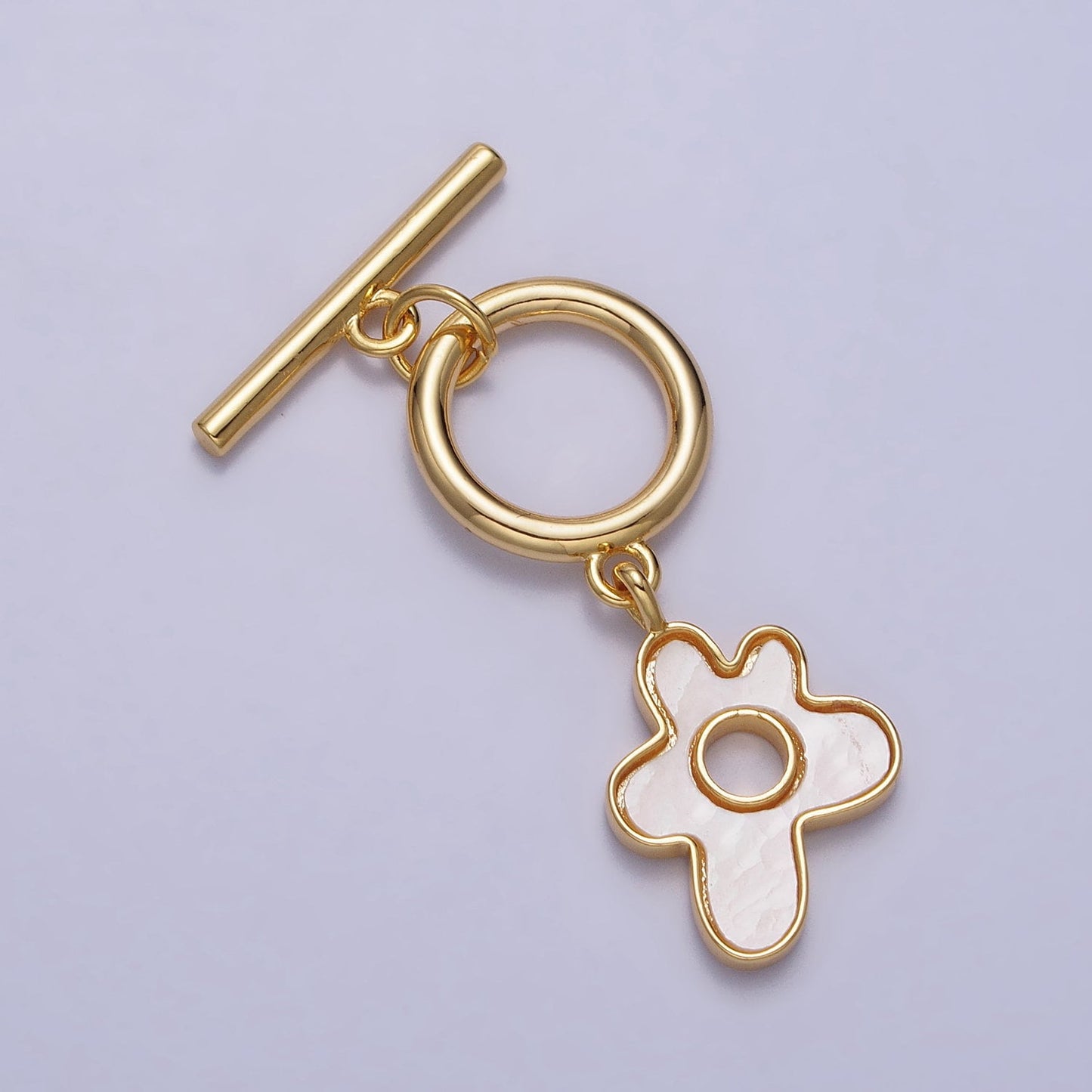 Abstract Shell Pearl Gold Flower Toggle Clasp, Jewelry Clasp OT Clasp Findings Z093