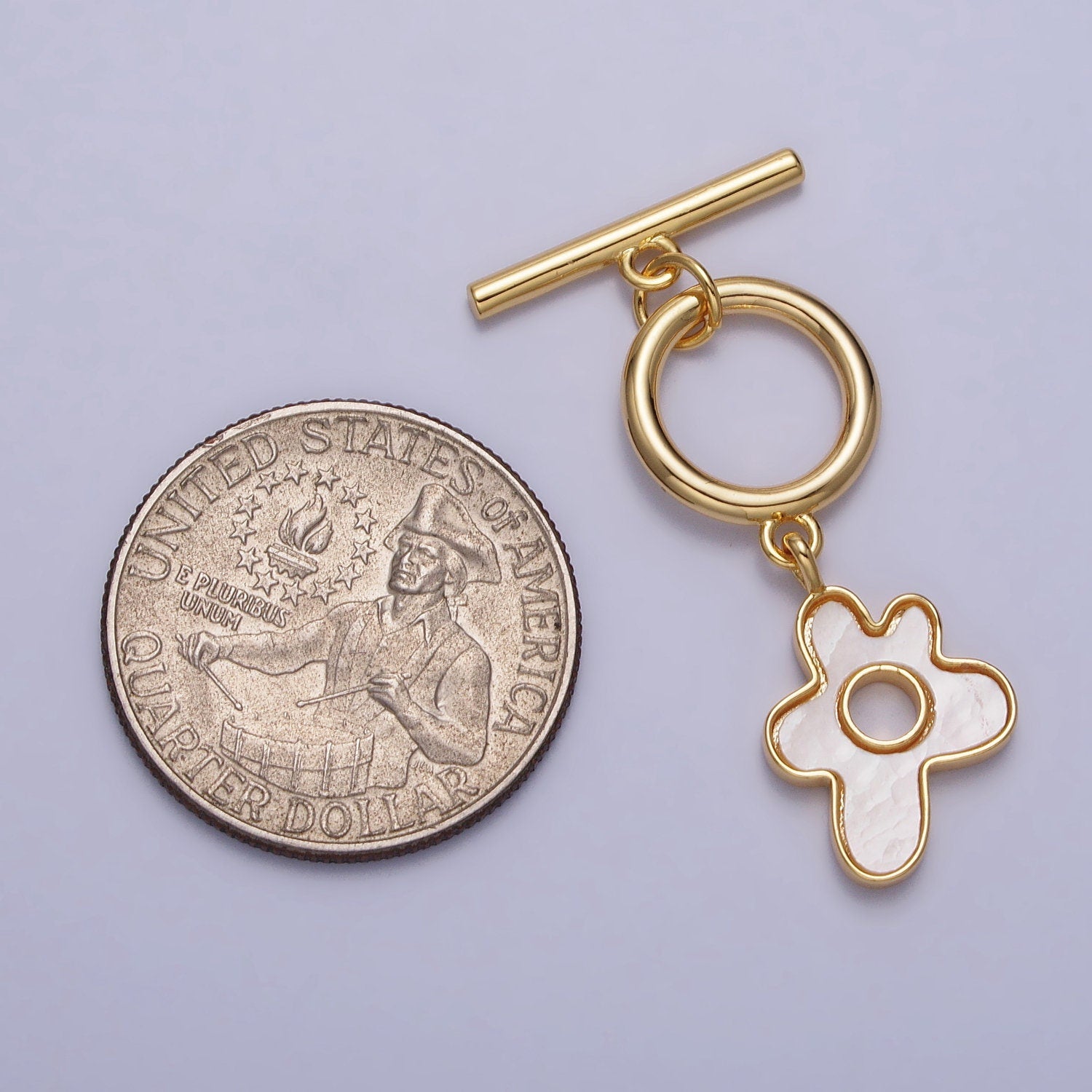 Abstract Shell Pearl Gold Flower Toggle Clasp, Jewelry Clasp OT Clasp Findings Z093