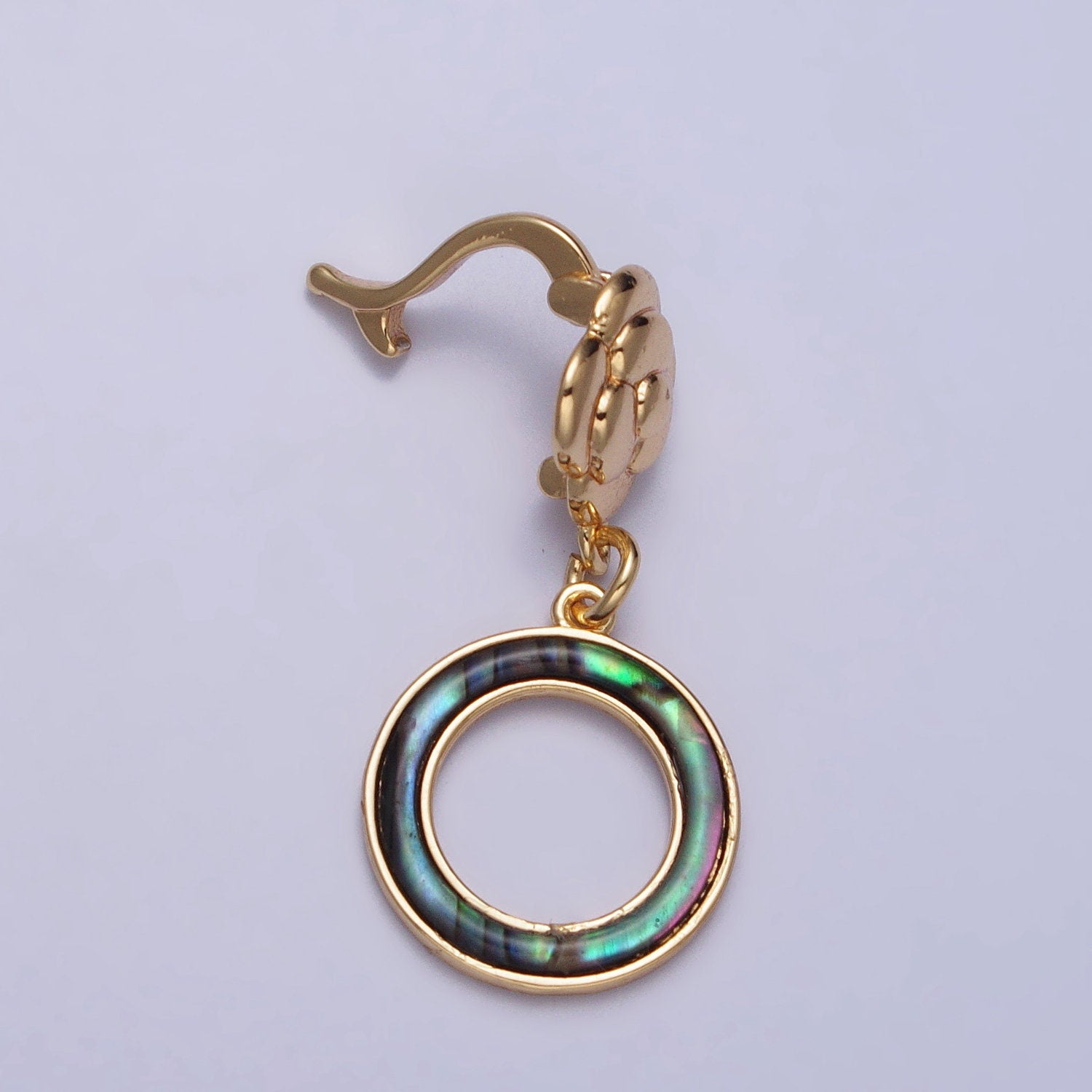 Abalone Shell Round Charms Shell Pearl Round Donut Pendant for Necklace Dangle Charm with Flower Bail For Minimalist Jewelry Z071