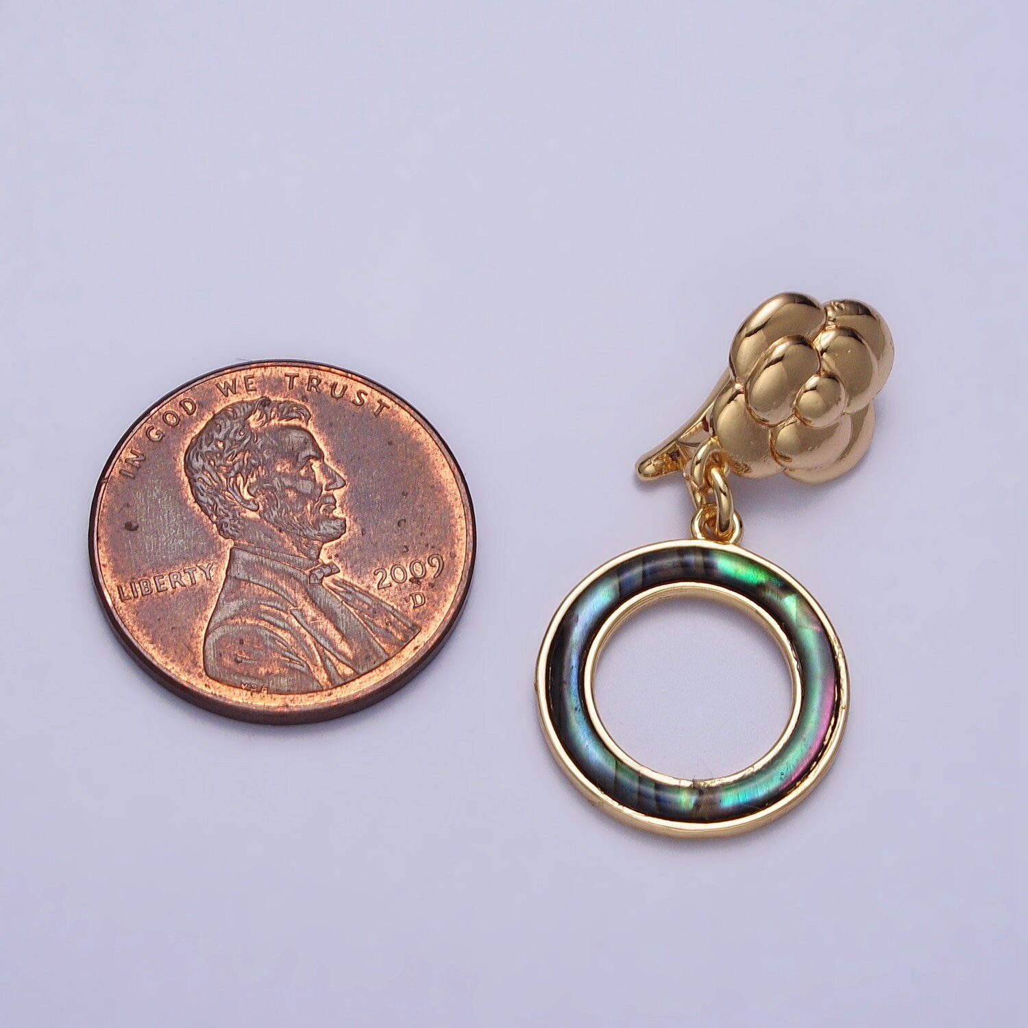 Abalone Shell Round Charms Shell Pearl Round Donut Pendant for Necklace Dangle Charm with Flower Bail For Minimalist Jewelry Z071
