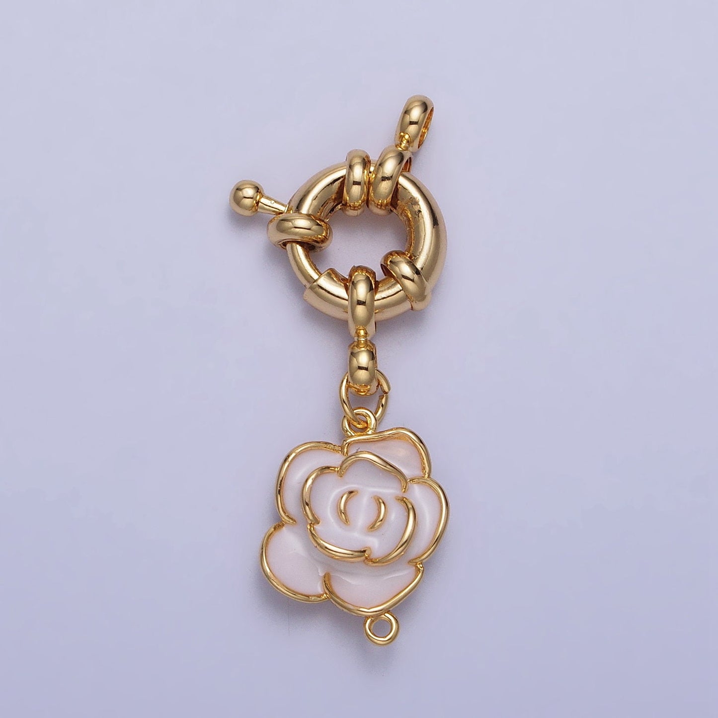 Gold Sailor Clasp With Flower Charm Three Loops for Lariat Necklace Bracelet Finding | Z050 Z051