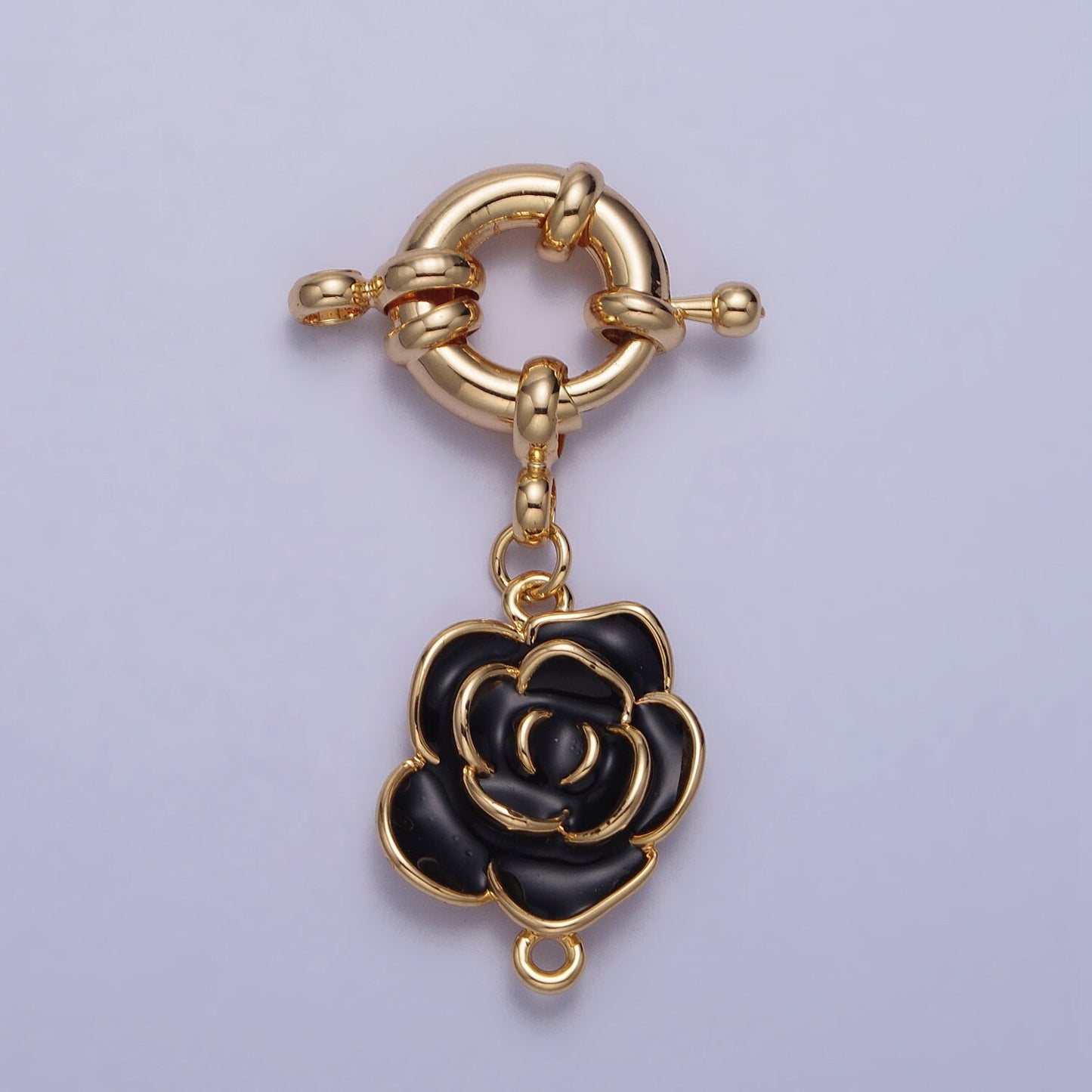 Gold Sailor Clasp With Flower Charm Three Loops for Lariat Necklace Bracelet Finding | Z050 Z051