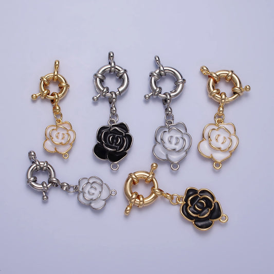 Gold Sailor Clasp With Flower Charm Three Loops for Lariat Necklace Bracelet Finding | Z050 Z051