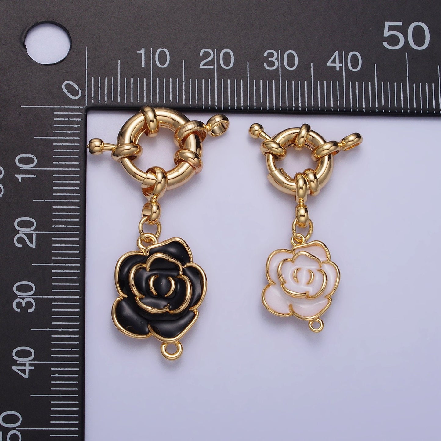 Gold Sailor Clasp With Flower Charm Three Loops for Lariat Necklace Bracelet Finding | Z050 Z051