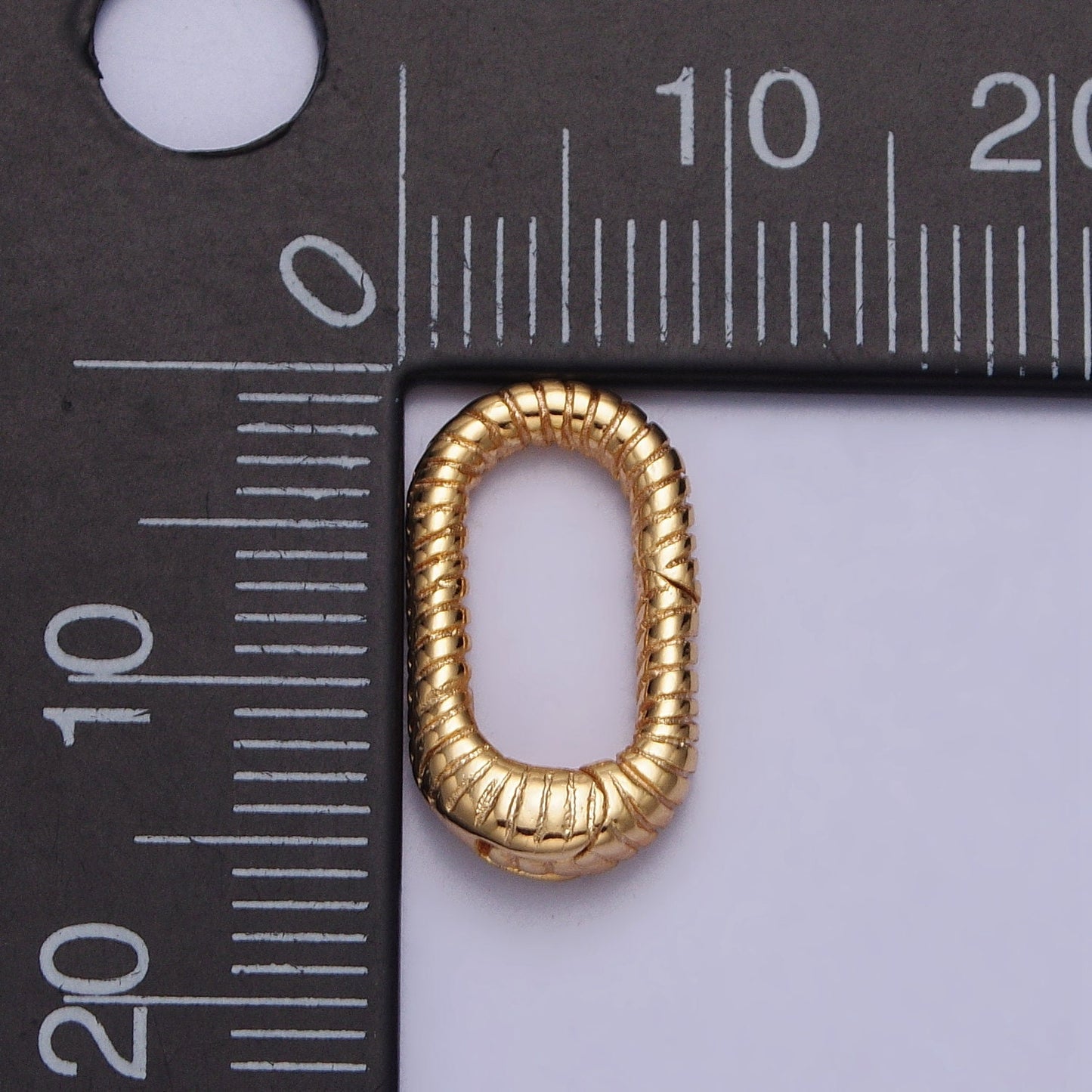 Small 16mm Gold Textured Striped Oblong Push Spring Gate Ring Closure Enhancer Supply | Z069