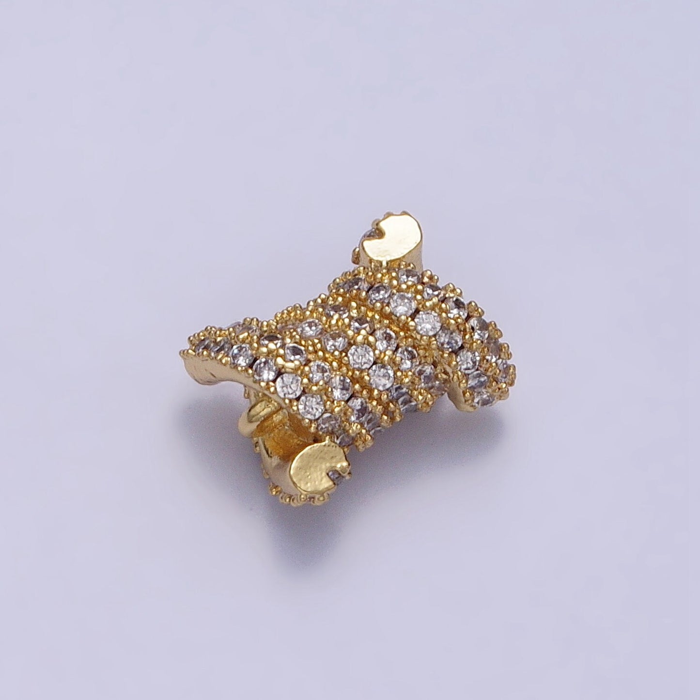 24K Gold Filled Spiral Tube Clear Micro Paved CZ Connector in Gold & Silver | Y-786