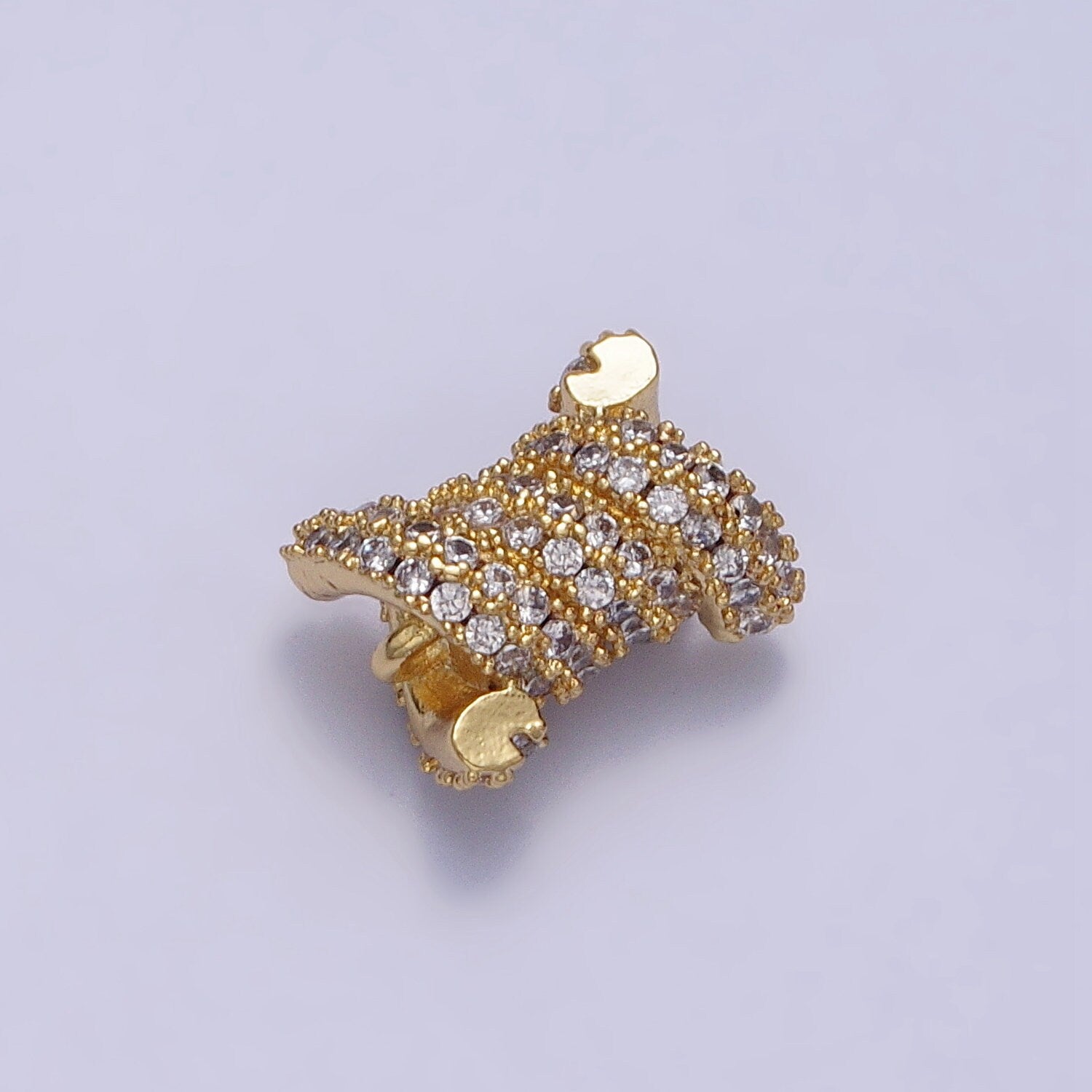24K Gold Filled Spiral Tube Clear Micro Paved CZ Connector in Gold & Silver | Y-786