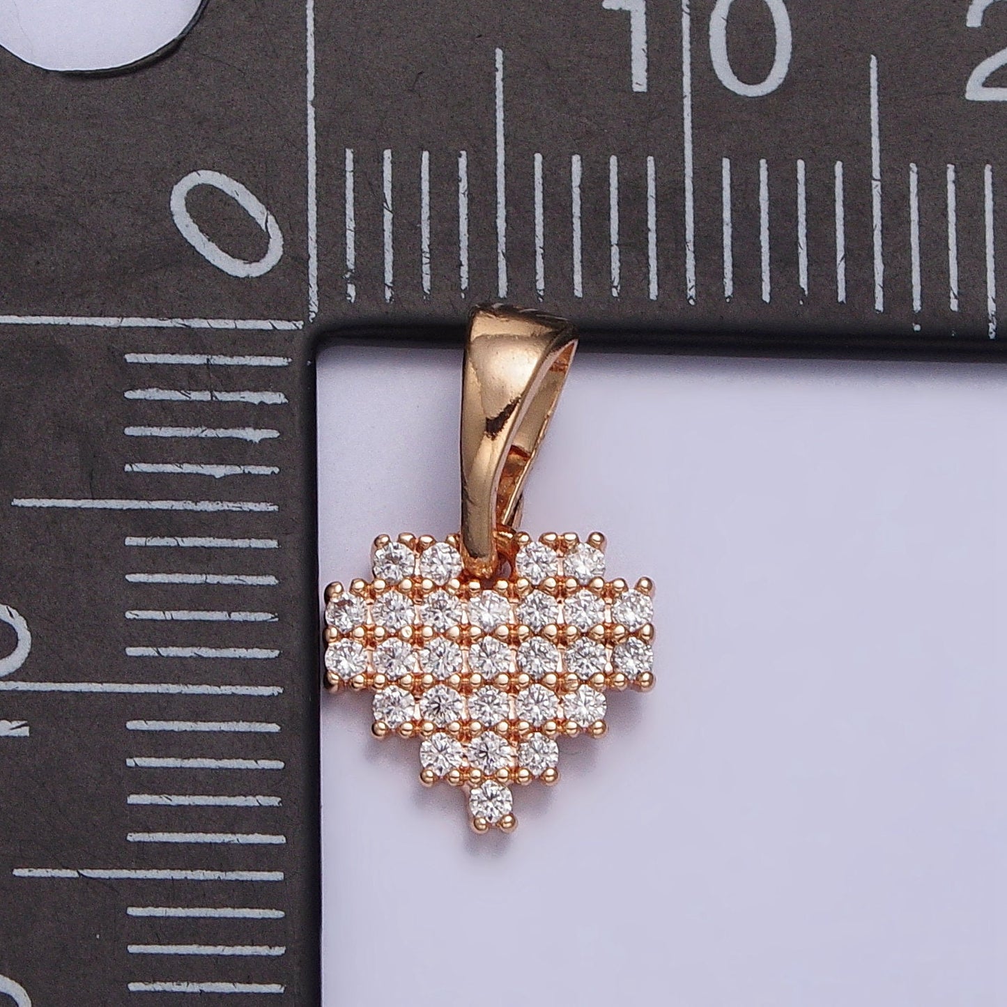 18K Gold Filled Clear Micro Paved CZ Heart Cubic Pinky Gold Pendant for Valentine Jewelry Making Supply | AA030
