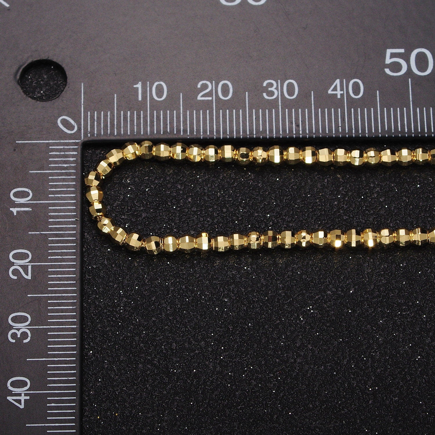 Dainty Gold Faceted Silver Disco Ball Bead Necklace Beaded Shiny Ball Necklace 17.5 inch For women WA1566