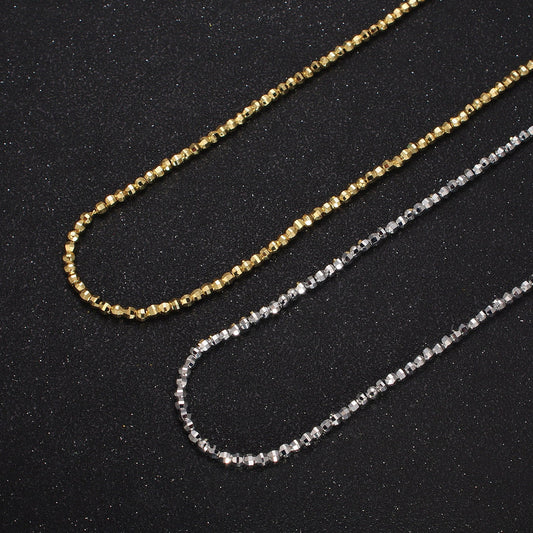 Dainty Gold Faceted Silver Disco Ball Bead Necklace Beaded Shiny Ball Necklace 17.5 inch For women WA1566