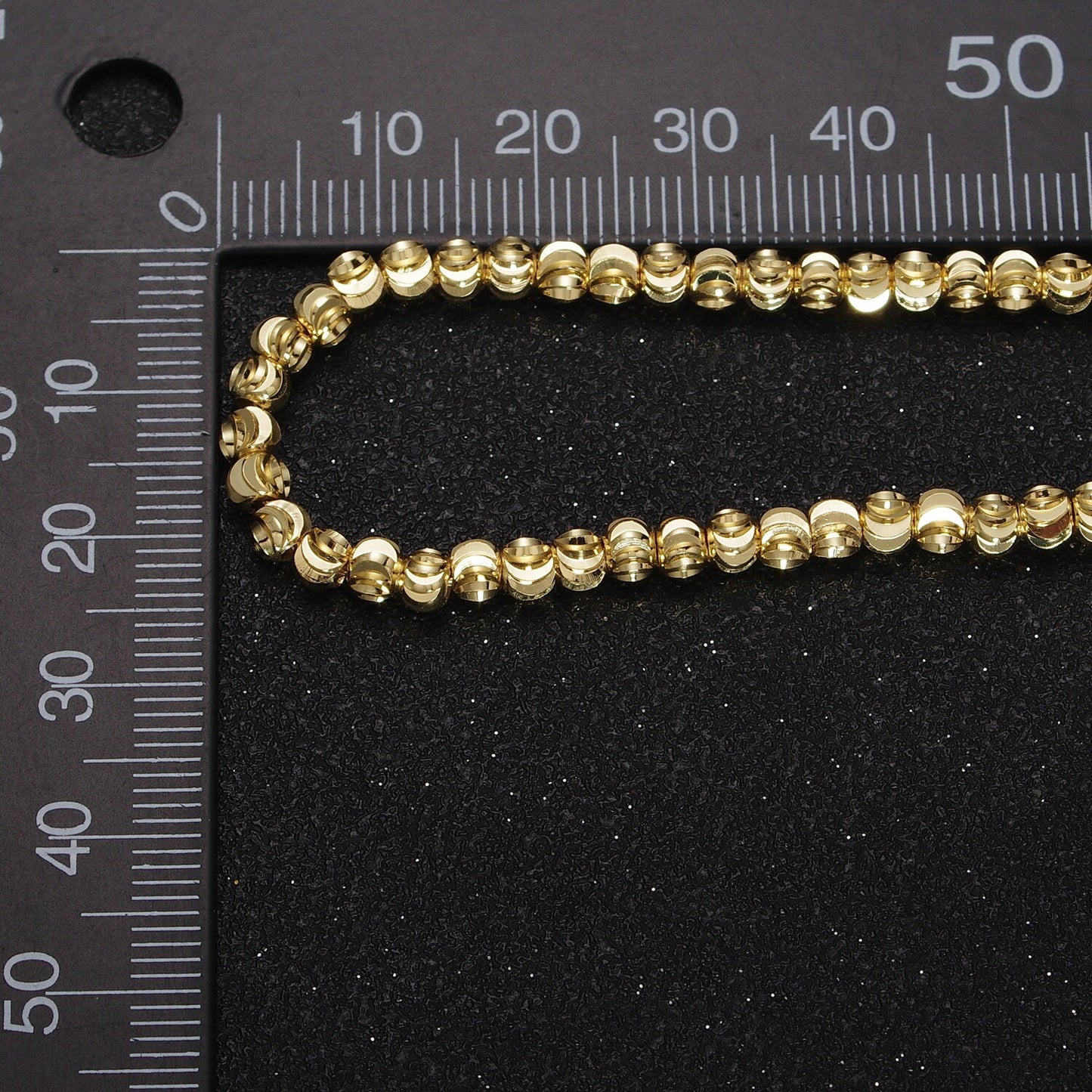 Dainty Gold Sparkling Moon Cut Ball Bead Necklace Chain Thin Minimalist Jewelry Beaded Ball 17.5 inch + 2 inch extender for Woman WA1568