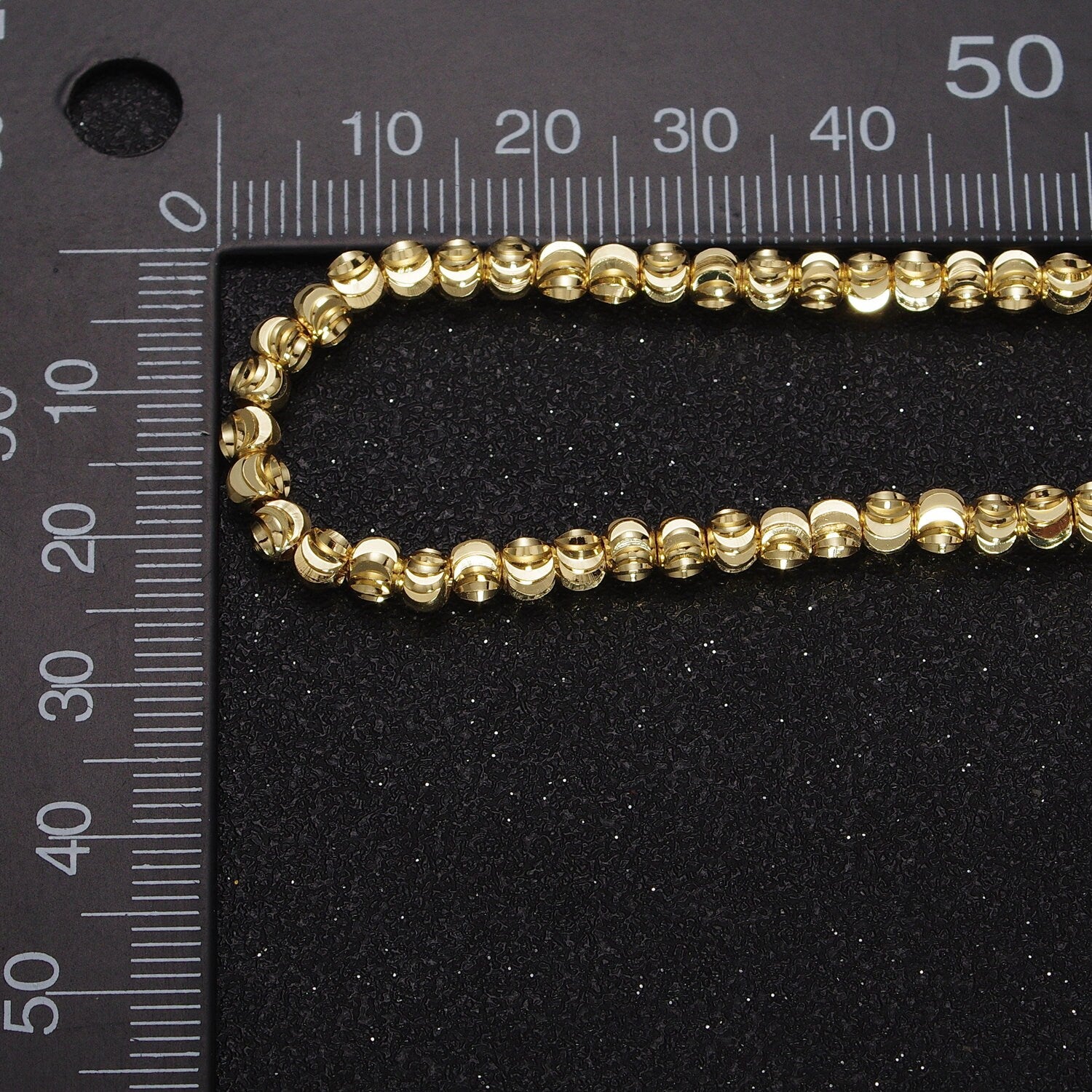 Dainty Gold Sparkling Moon Cut Ball Bead Necklace Chain Thin Minimalist Jewelry Beaded Ball 17.5 inch + 2 inch extender for Woman WA1568