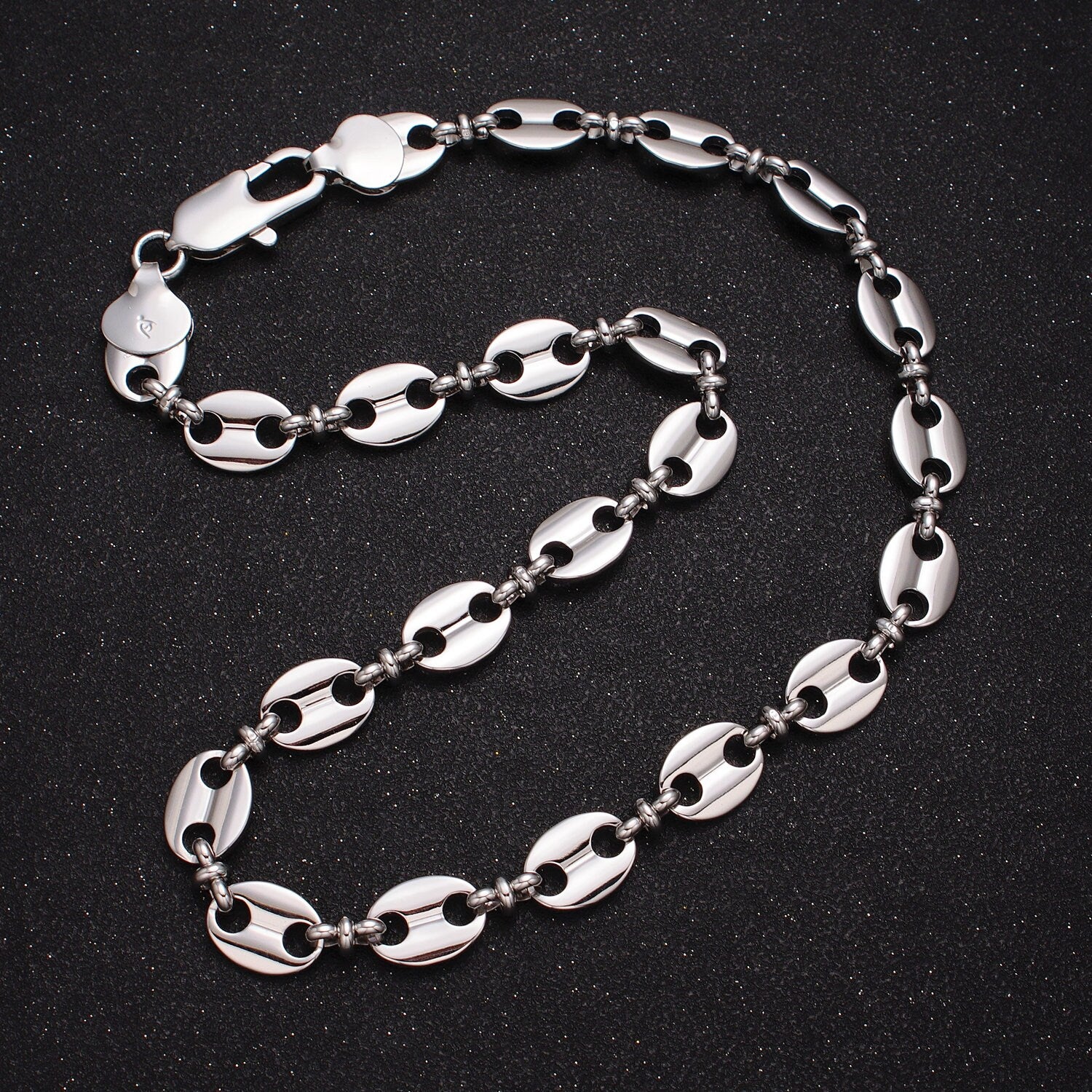 Bold Silver Anchor Chain Chunky Mariner Link Chain Necklace Thick width 11 mm for Statement Jewelry 23.5 Inch Necklace for Men Women Unisex