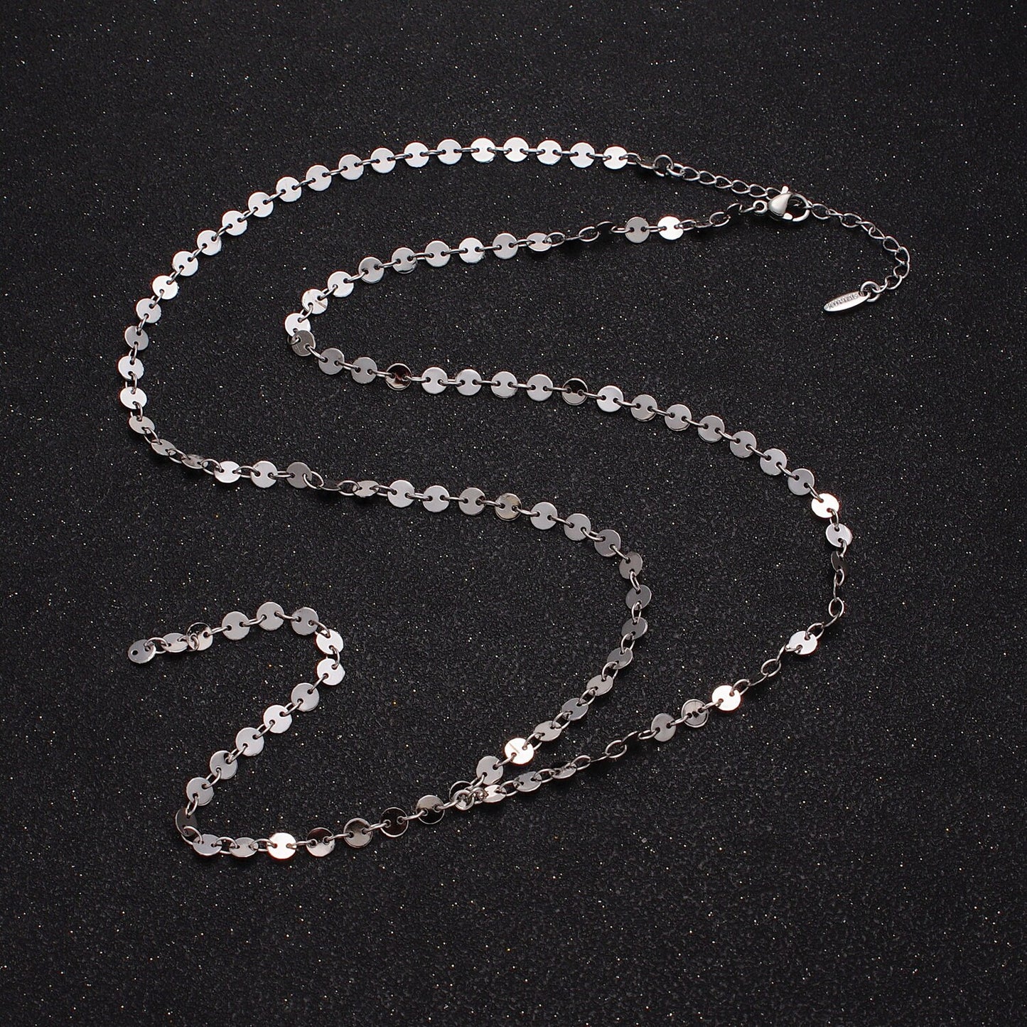 SEQUIN Chain, 4 mm Round Disk Disc Circle Disc Necklace Chain for Layer Jewelry Chain 20.5 inch Necklace Ready to Wear WA-1601