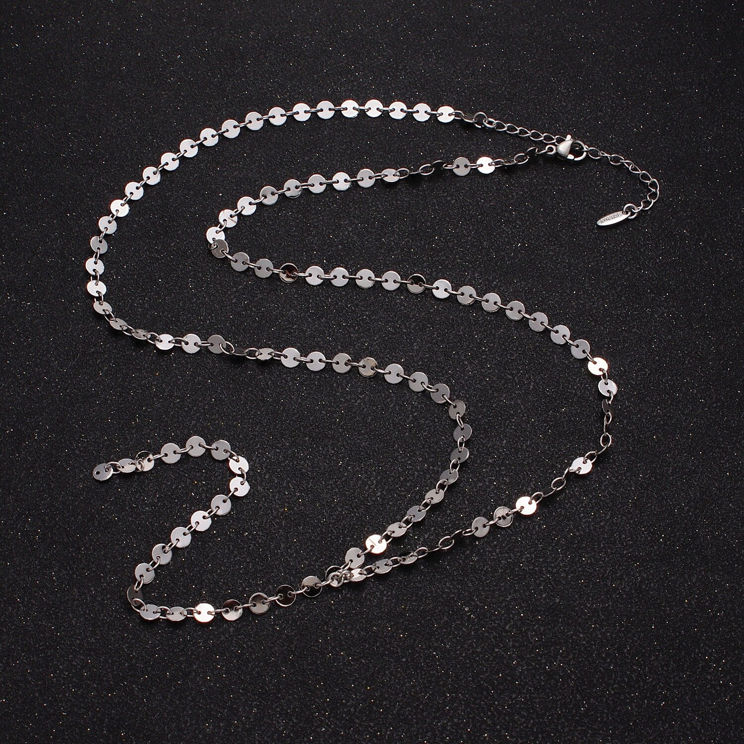 SEQUIN Chain, 4 mm Round Disk Disc Circle Disc Necklace Chain for Layer Jewelry Chain 20.5 inch Necklace Ready to Wear WA-1601