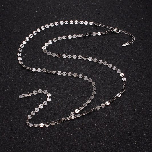 SEQUIN Chain, 4 mm Round Disk Disc Circle Disc Necklace Chain for Layer Jewelry Chain 20.5 inch Necklace Ready to Wear WA-1601