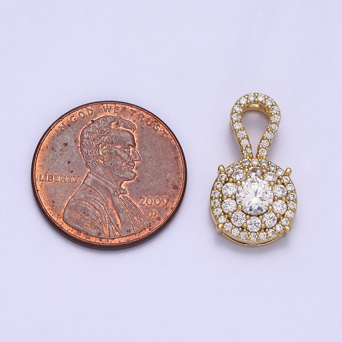 14K Gold Filled Clear CZ Round Micro Paved Charm Luxury Elegant Pendant For Minimalist Jewelry Component | AA041