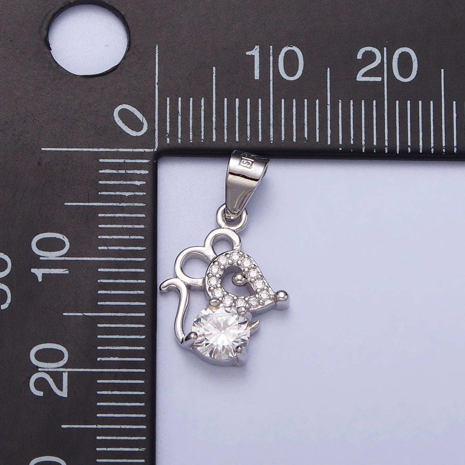 S925 Sterling Silver Mouse Charm, Animals Jewelry, Mouse Charm, Mouse Necklace Bracelet Earring Charm Cubic Mouse Pendant SL-392