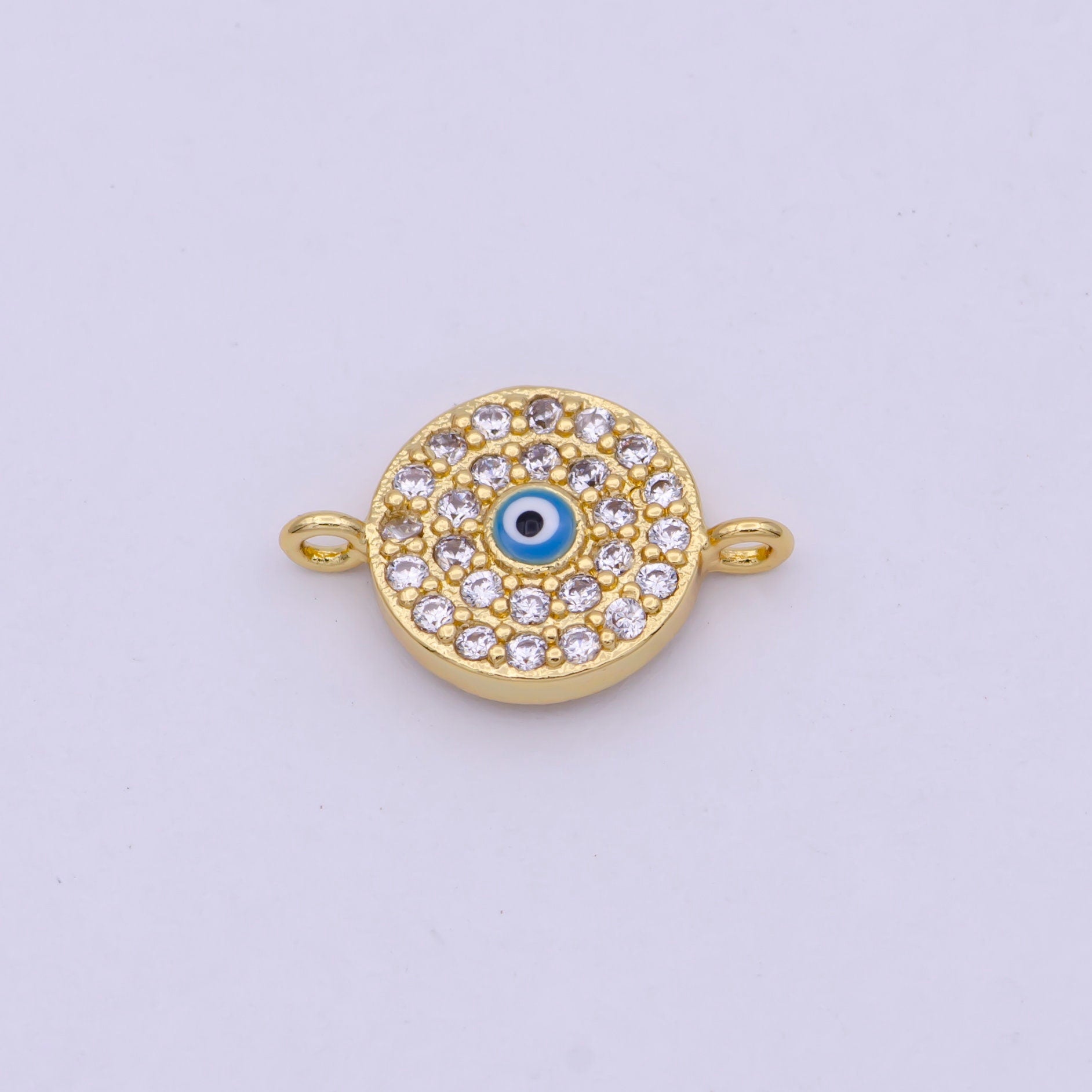 Mini Gold Evil Eye Connector for DIY Fashion Jewelry Making Bracelet, Necklace Earring Supply Y-426