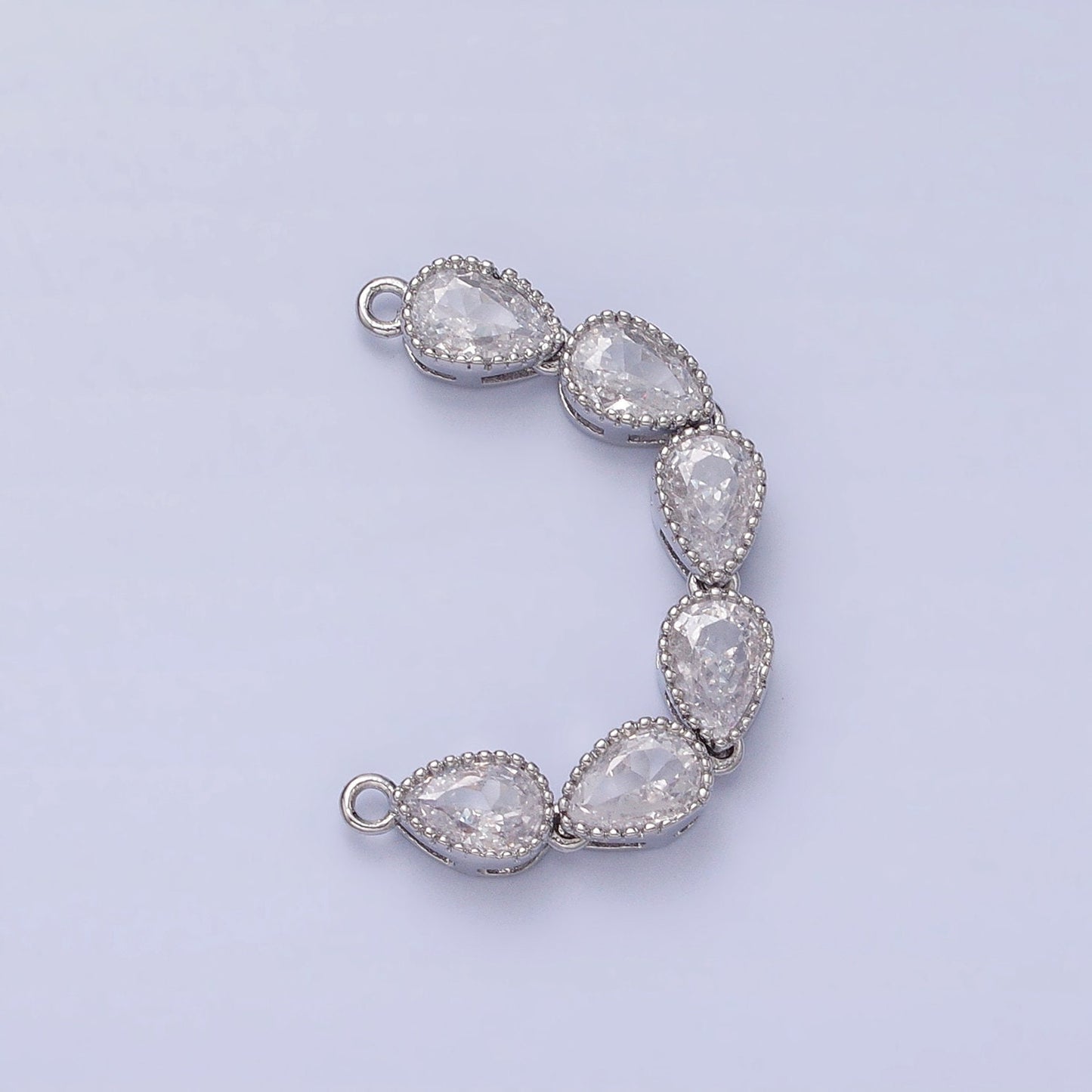 Bendable Gold Tear Drop Long Bar Connector, CZ Micro Pave Silver Pear Link Connector Necklace Jewelry Making Y-817