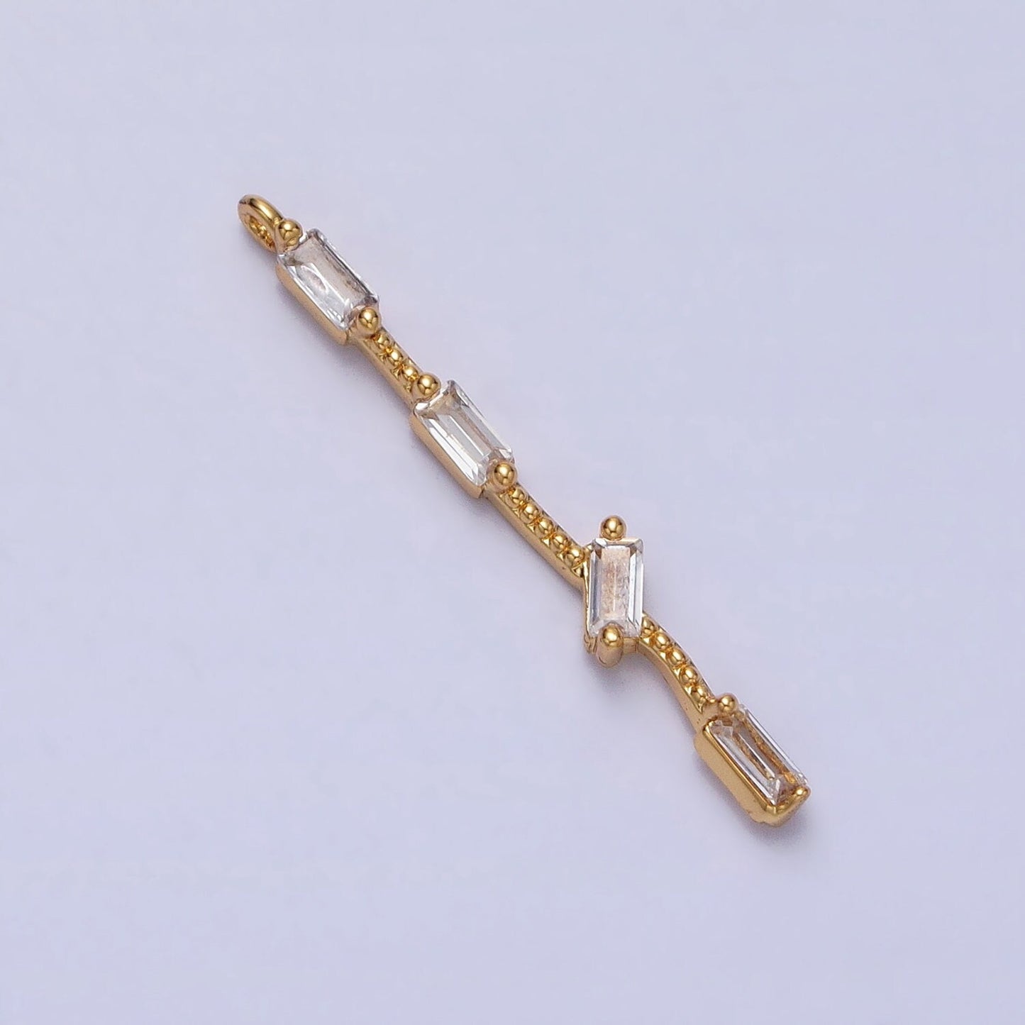 Thin Rope with four Baguette CZ Charm in Gold Silver AC414 AC415