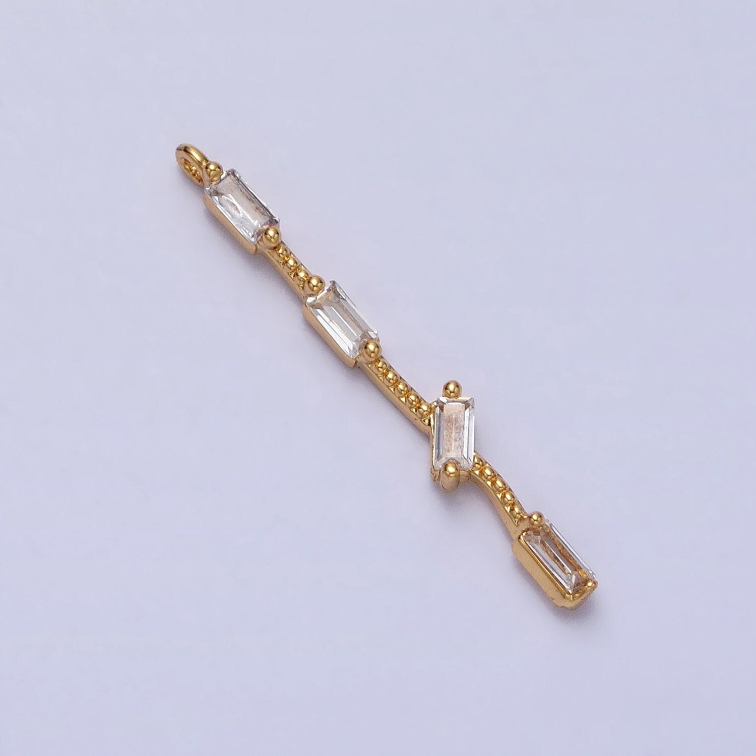 Thin Rope with four Baguette CZ Charm in Gold Silver AC414 AC415