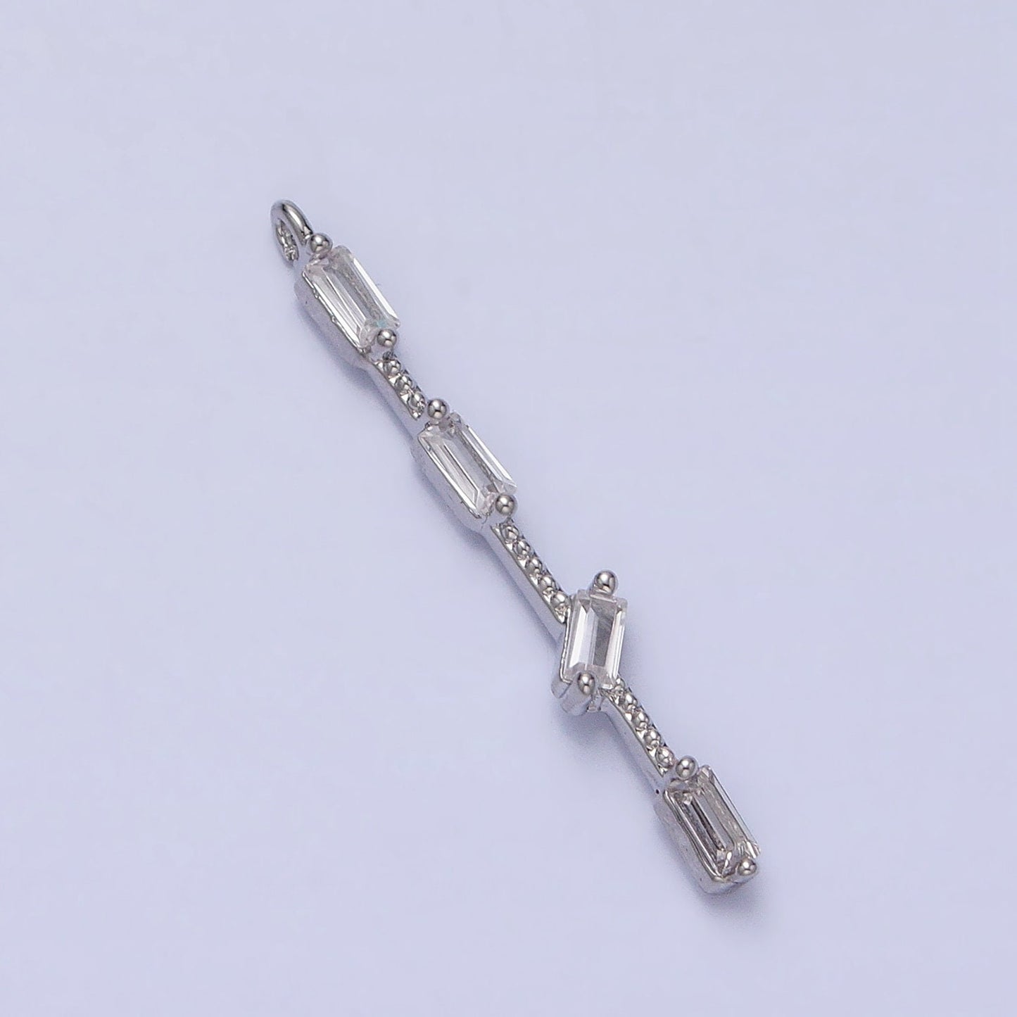 Thin Rope with four Baguette CZ Charm in Gold Silver AC414 AC415
