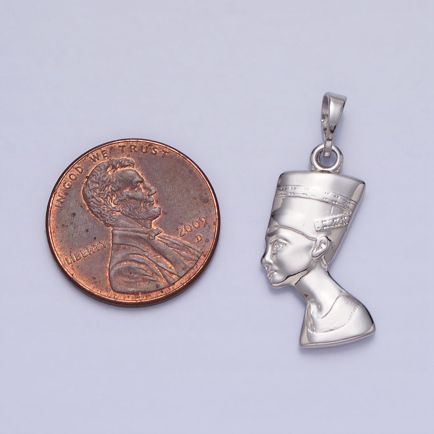 Double Sided Dainty Silver Queen Nefertiti Charm Egyptian Jewelry Inspired Pendant AA242