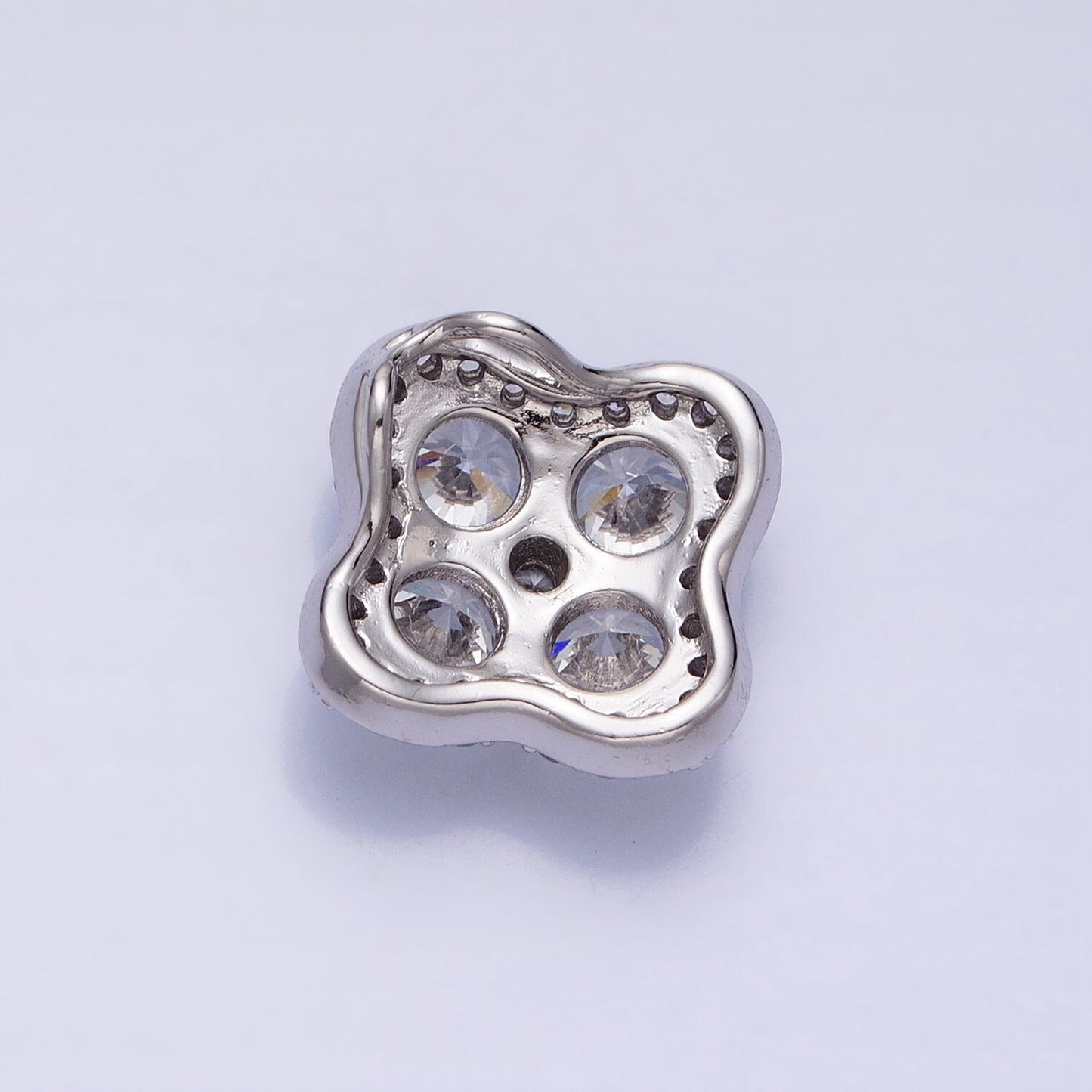 Mini Clover Charm Micro Pave Silver Four Leaf Pendant Minimalist Jewelry AA250