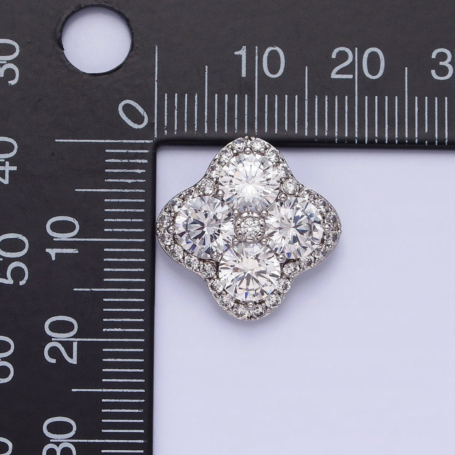 Mini Clover Charm Micro Pave Silver Four Leaf Pendant Minimalist Jewelry AA250