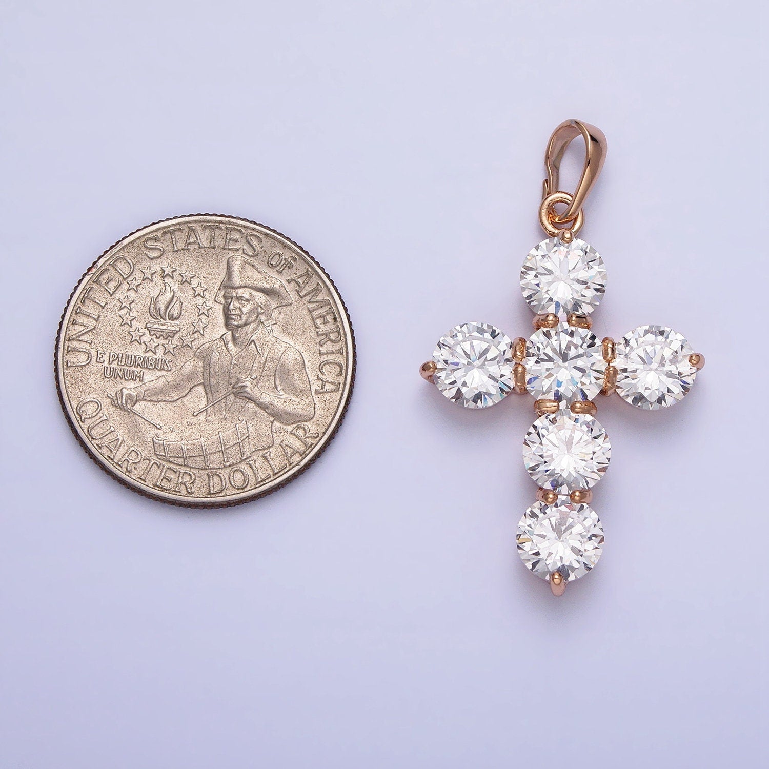 Dainty Gold Cross Cubic Pendant Necklace, 18K Gold Filled CZ Diamond Cross Charm Religious Jewelry Making AA251